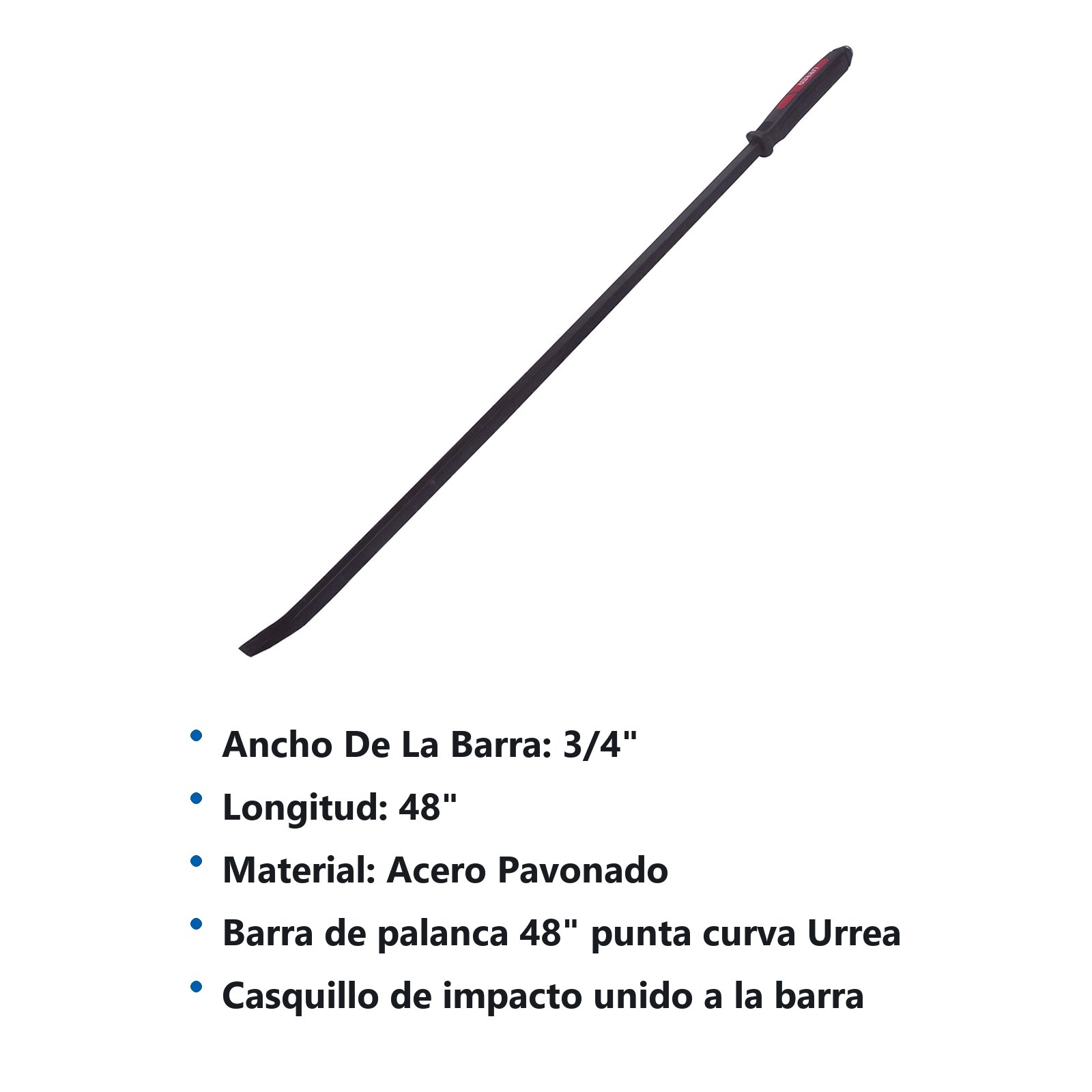Barra de palanca punta curva con mango bimaterial y casquillo de impacto 48", 3/4" Urrea - Imagen 2