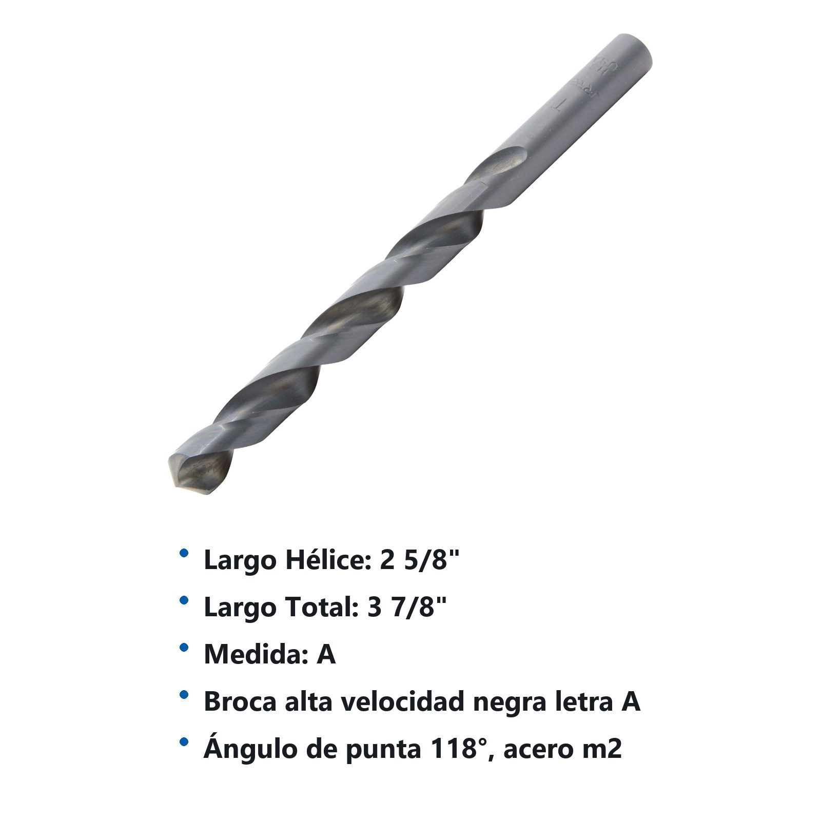 Broca negra de acero de alta velocidad alfabética letra "A" zanco recto Urrea - Imagen 3