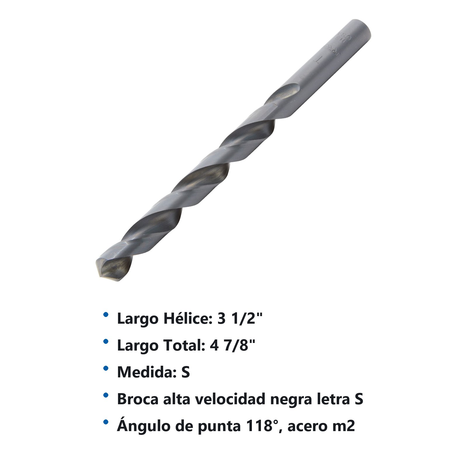 Broca negra de acero de alta velocidad alfabética letra "S" zanco recto Urrea - Imagen 3