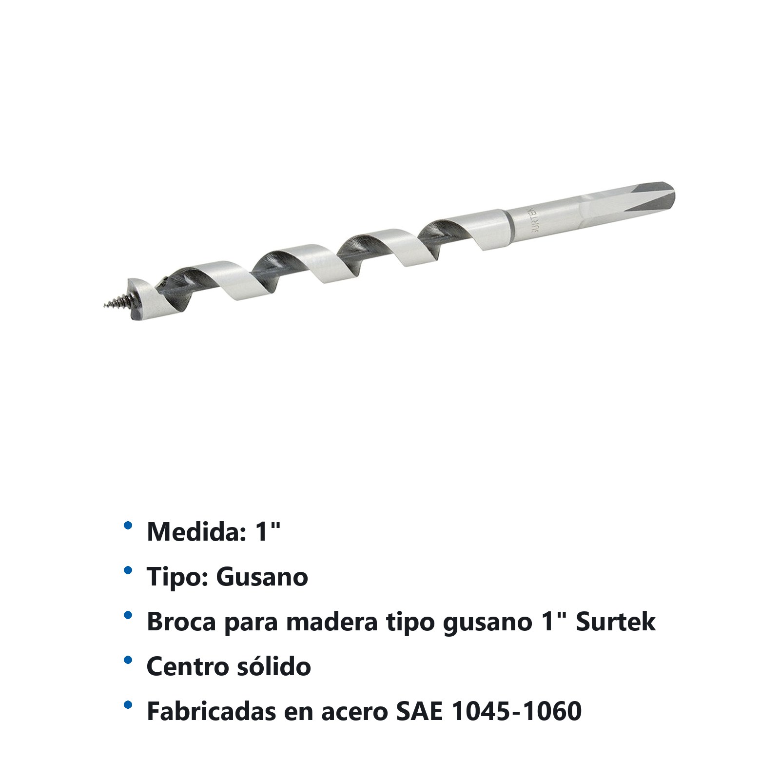 Broca para madera de acero al carbono tipo gusano 1" zanco 2 en 1 Surtek - Imagen 2