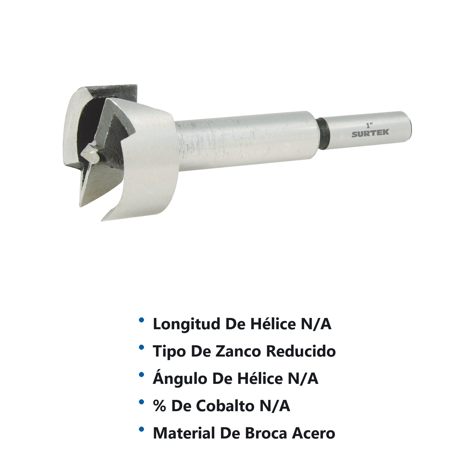 Broca para madera de acero forstner 1-3/16" zanco de 7/16" Surtek - Imagen 2