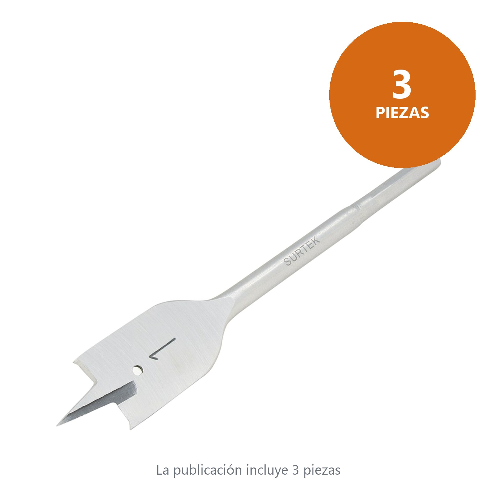Broca para madera de acero al carbono tipo manita 1" zanco de 1/4" Surtek - Imagen 3