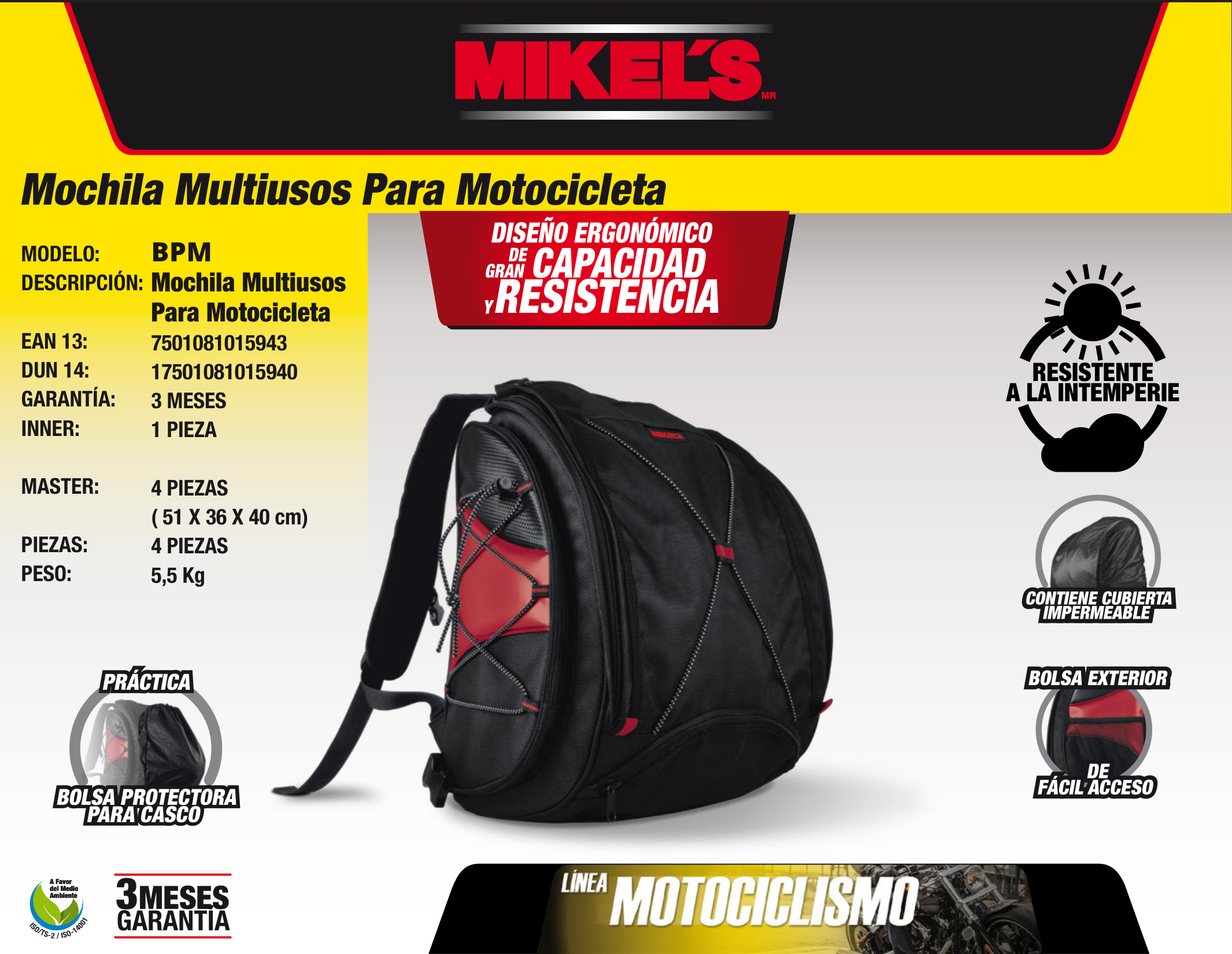 MIKELS BPM Mochila maleta multiusos para motociclismo - Imagen 4