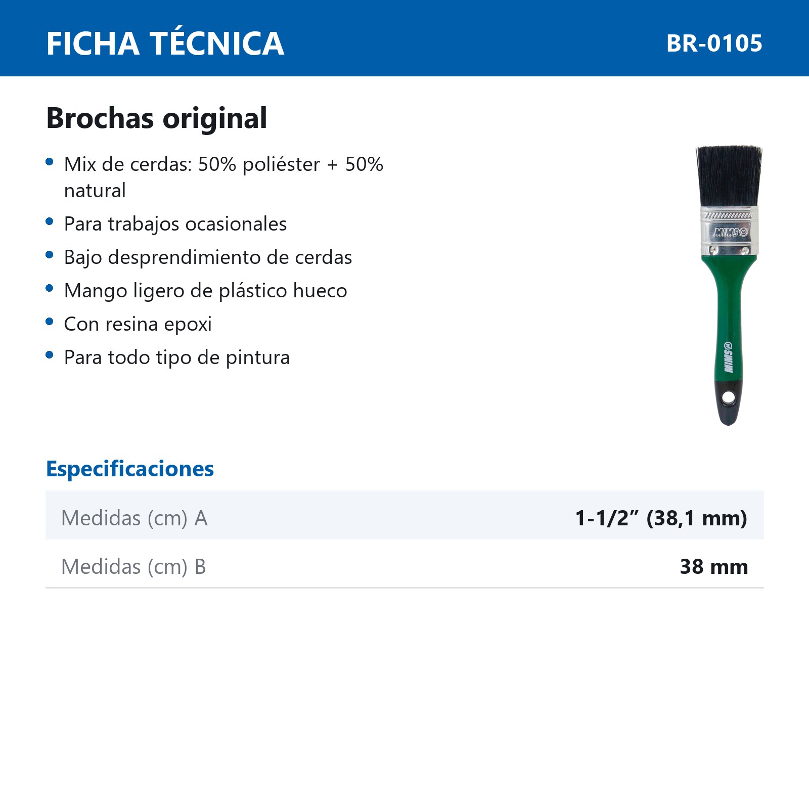 BROCHA ORIGINAL USO DOMESTICO 1-1/2" X 38 MM (Precio x Pza) - Imagen 4
