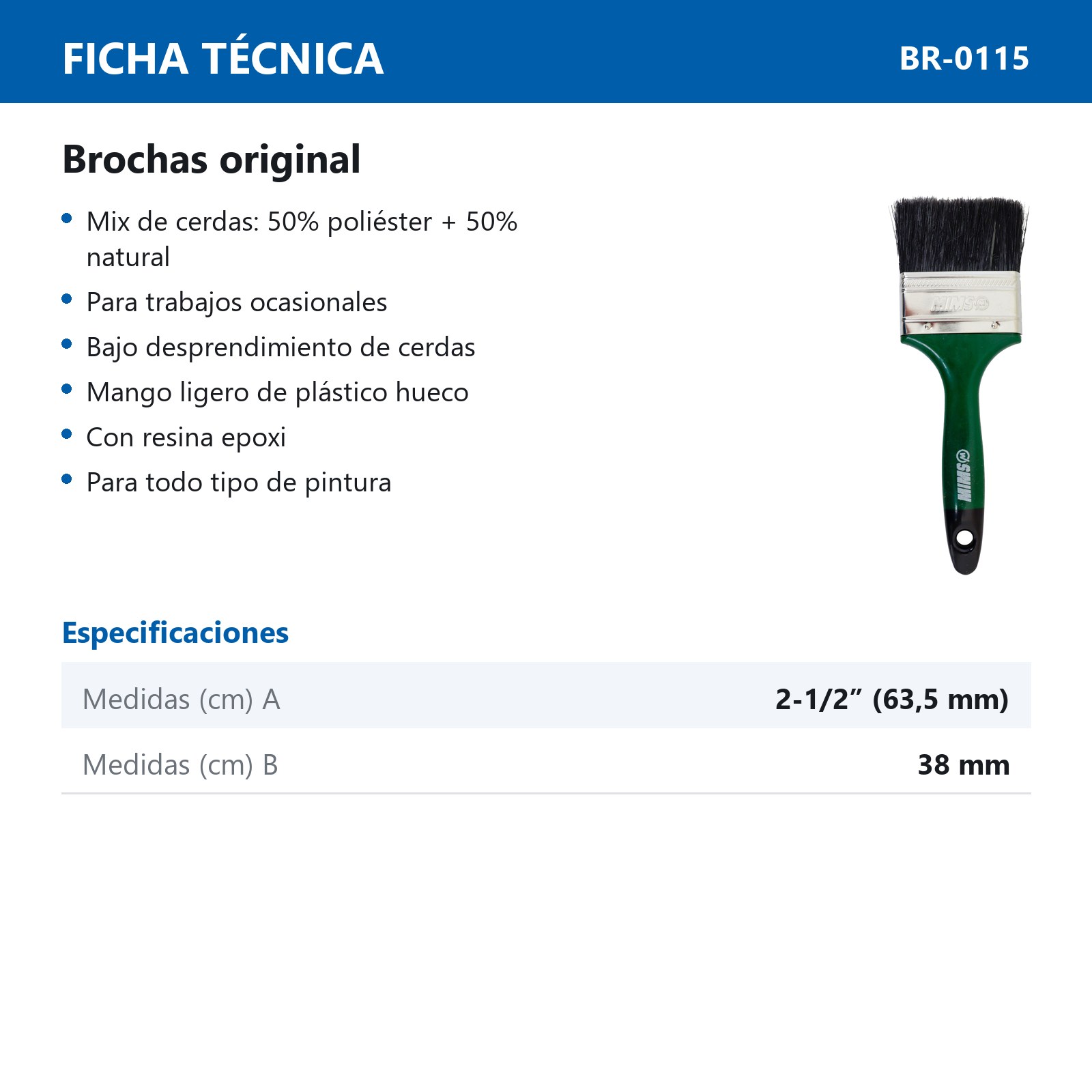 BROCHA ORIGINAL USO DOMESTICO 2-1/2" X 38 MM (Precio x Pza) - Imagen 4