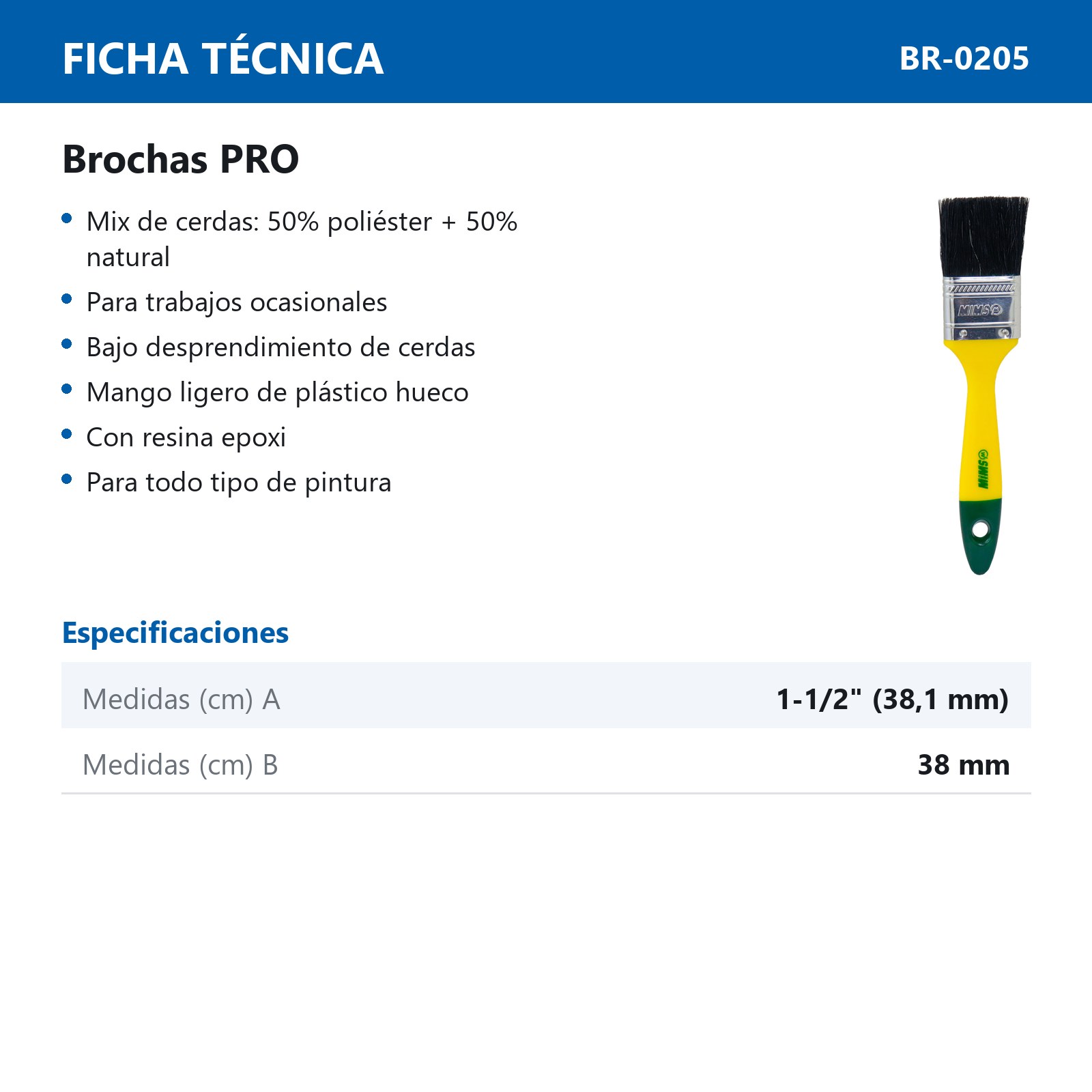 BROCHA PRO USO DOMESTICO 1-1/2" X 38 MM (Precio x Pza) - Imagen 4