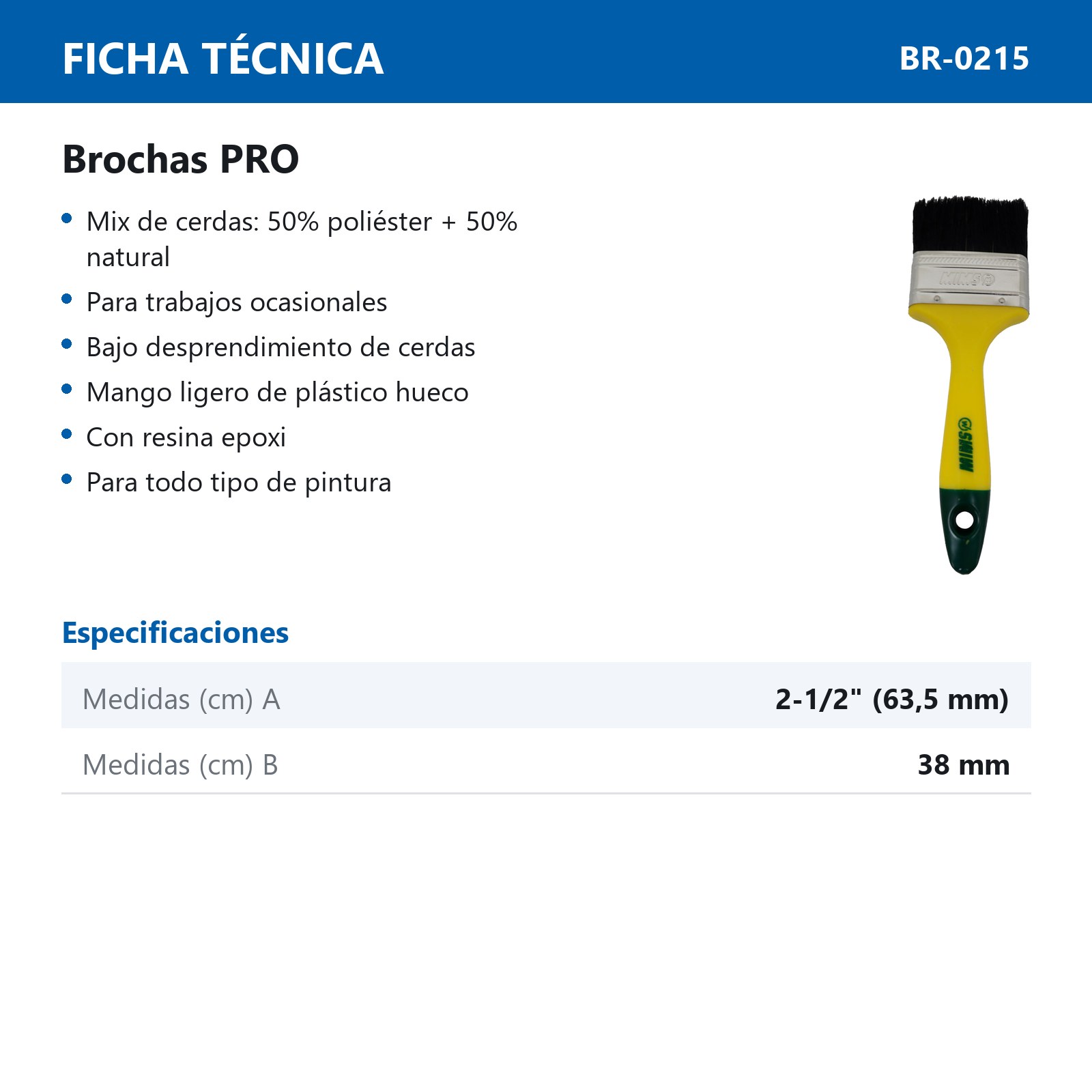 BROCHA PRO USO DOMESTICO 2-1/2" X 38 MM (Precio x Pza) - Imagen 4