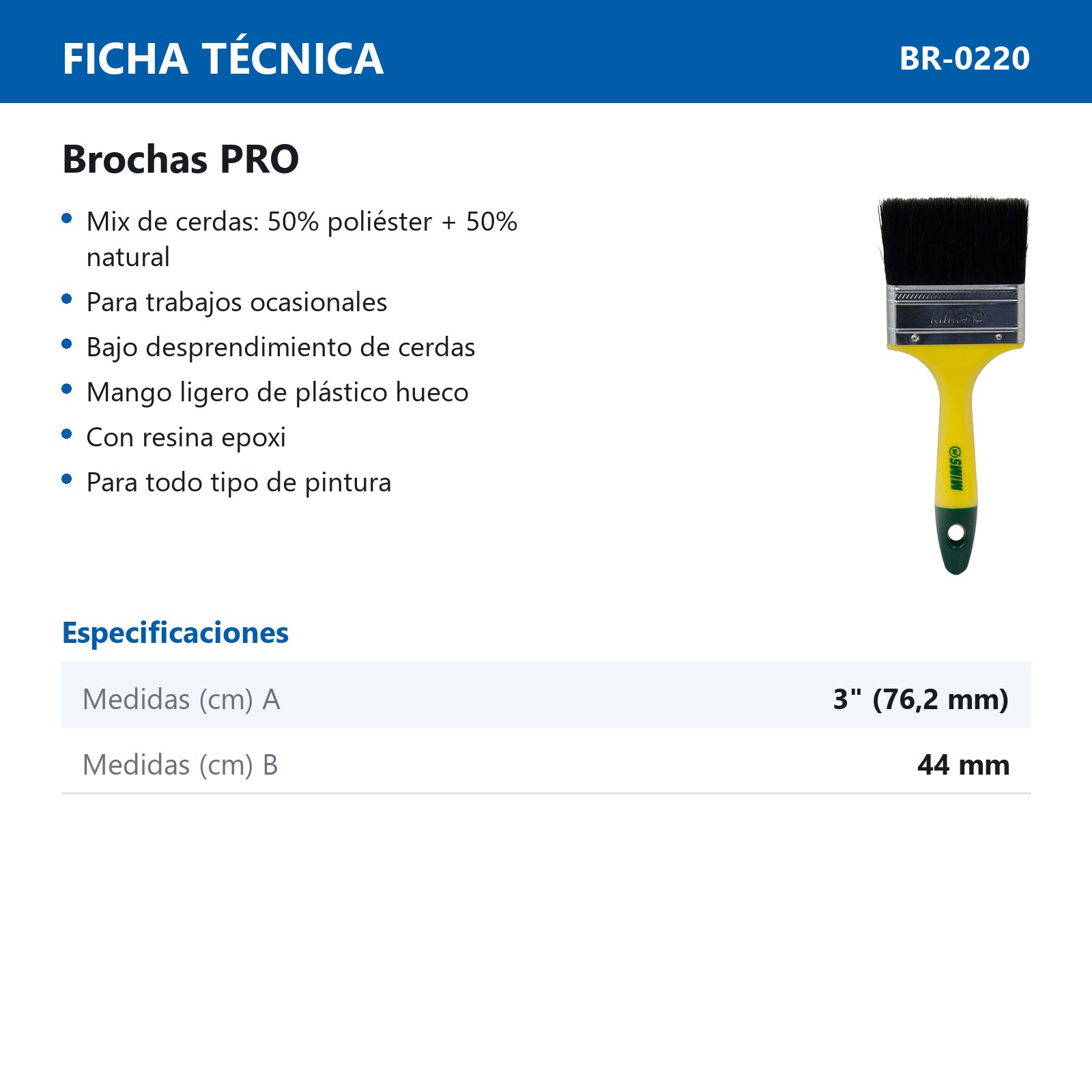 BROCHA PRO USO DOMESTICO 3" X 44 MM (Precio x Pza) - Imagen 4