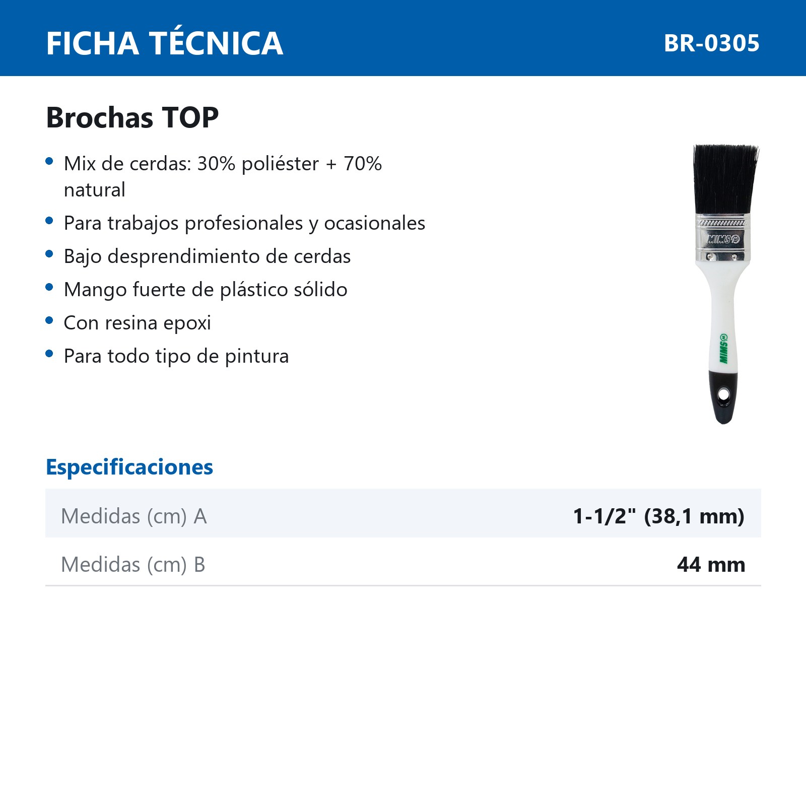 BROCHA TOP USO GENERAL 1-1/2" X 44 MM (Precio x Pza) - Imagen 4