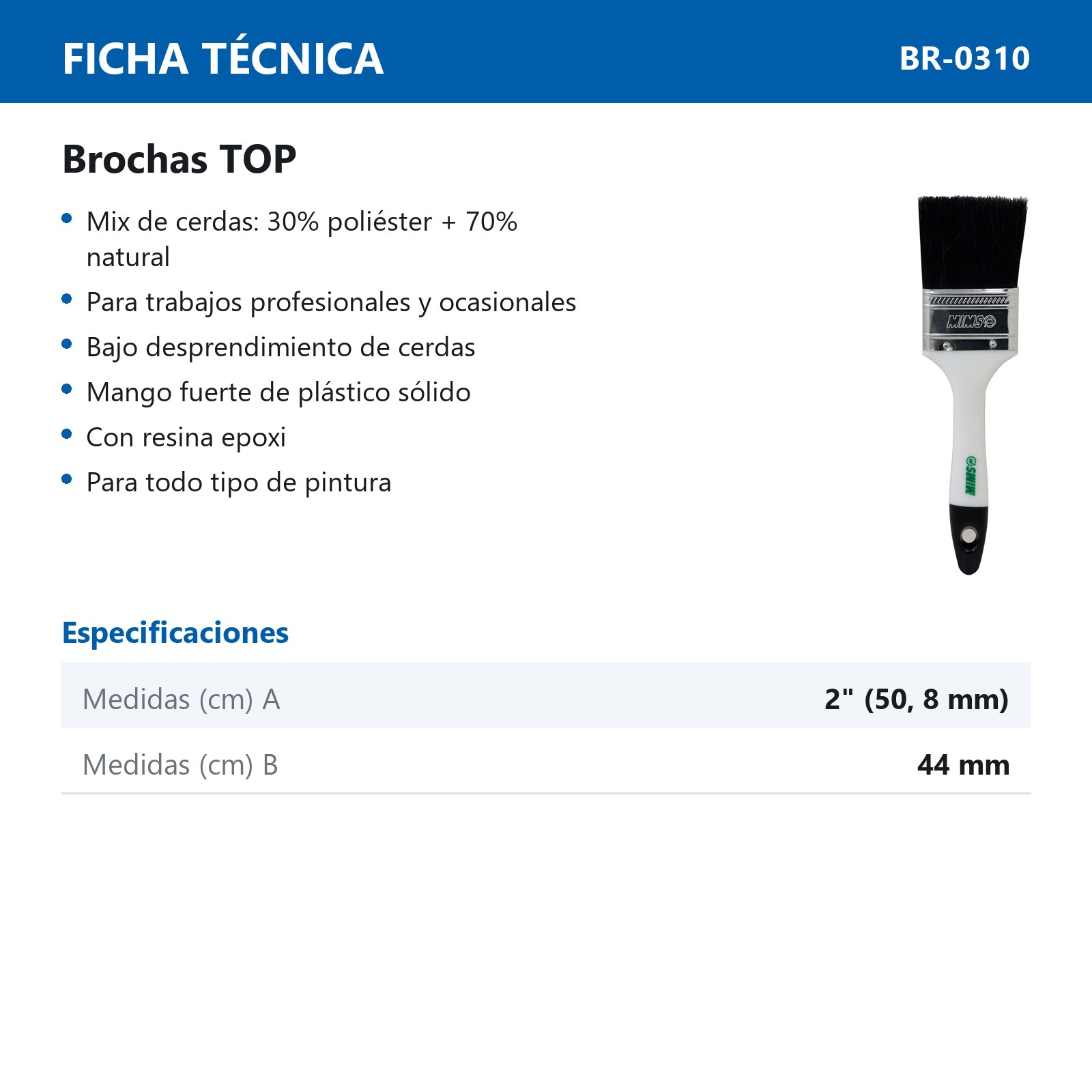 BROCHA TOP USO GENERAL 2" X 44 MM (Precio x Pza) - Imagen 4