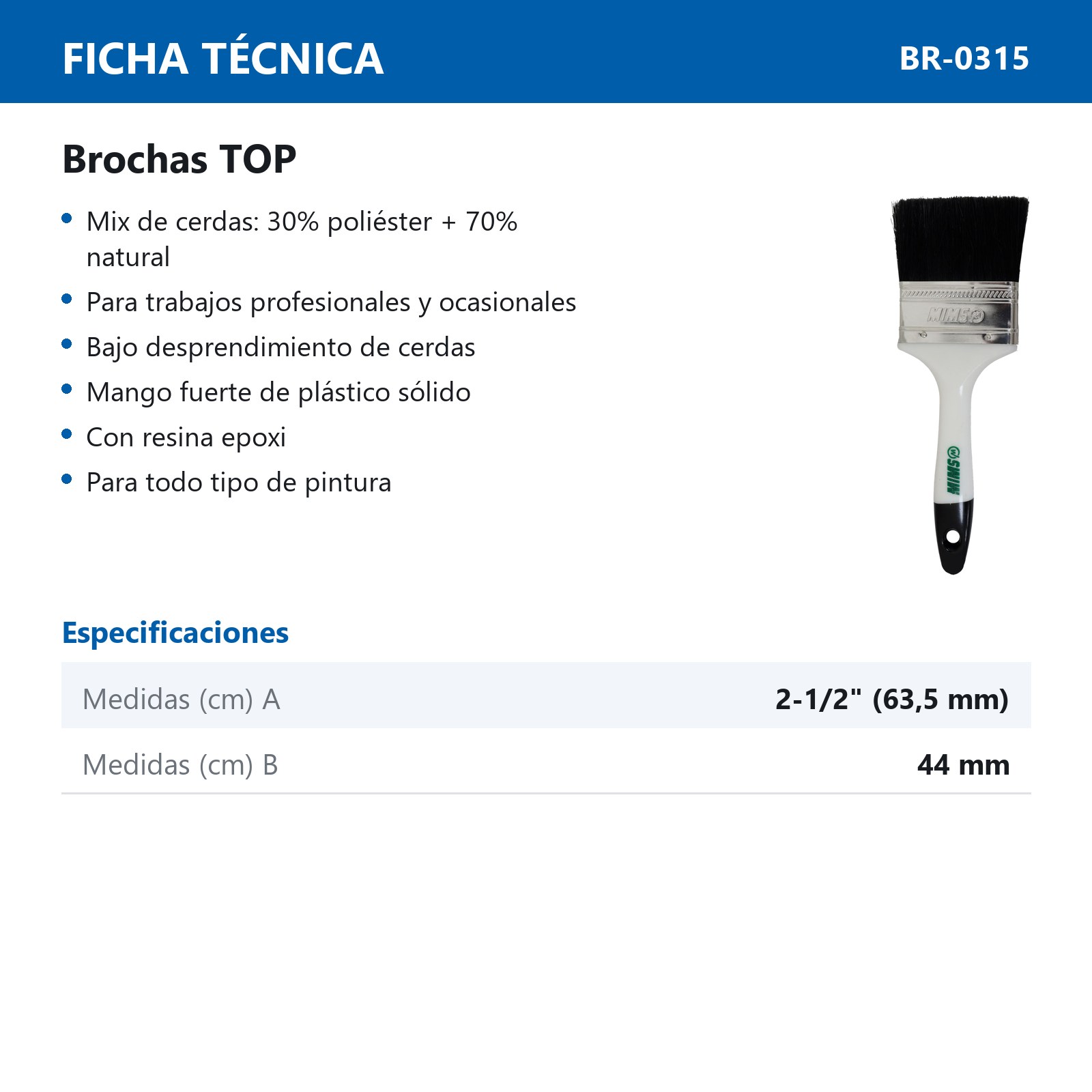 BROCHA TOP USO GENERAL 2-1/2" X 44 MM (Precio x Pza) - Imagen 4