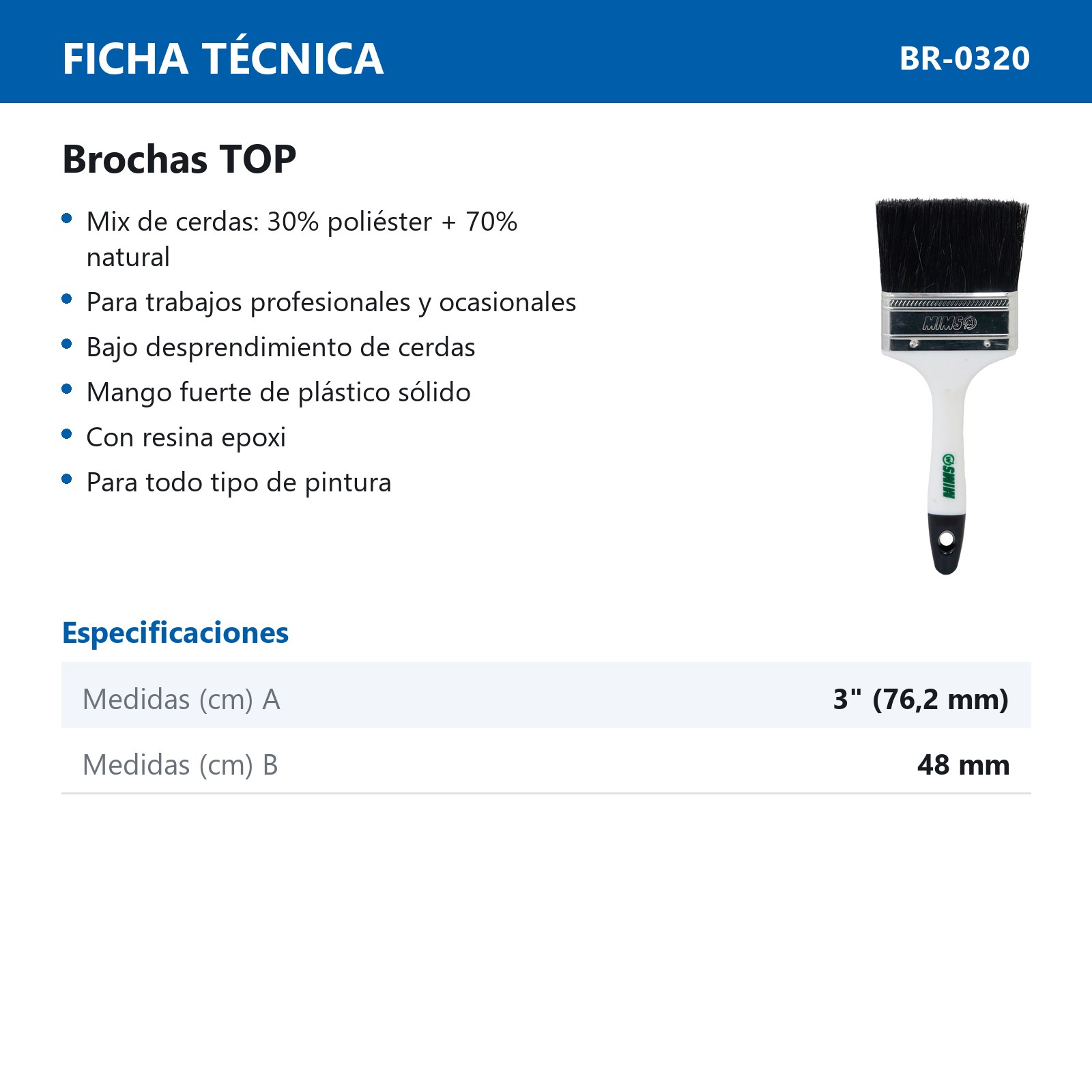 BROCHA TOP USO GENERAL 3" X 48 MM (Precio x Pza) - Imagen 4