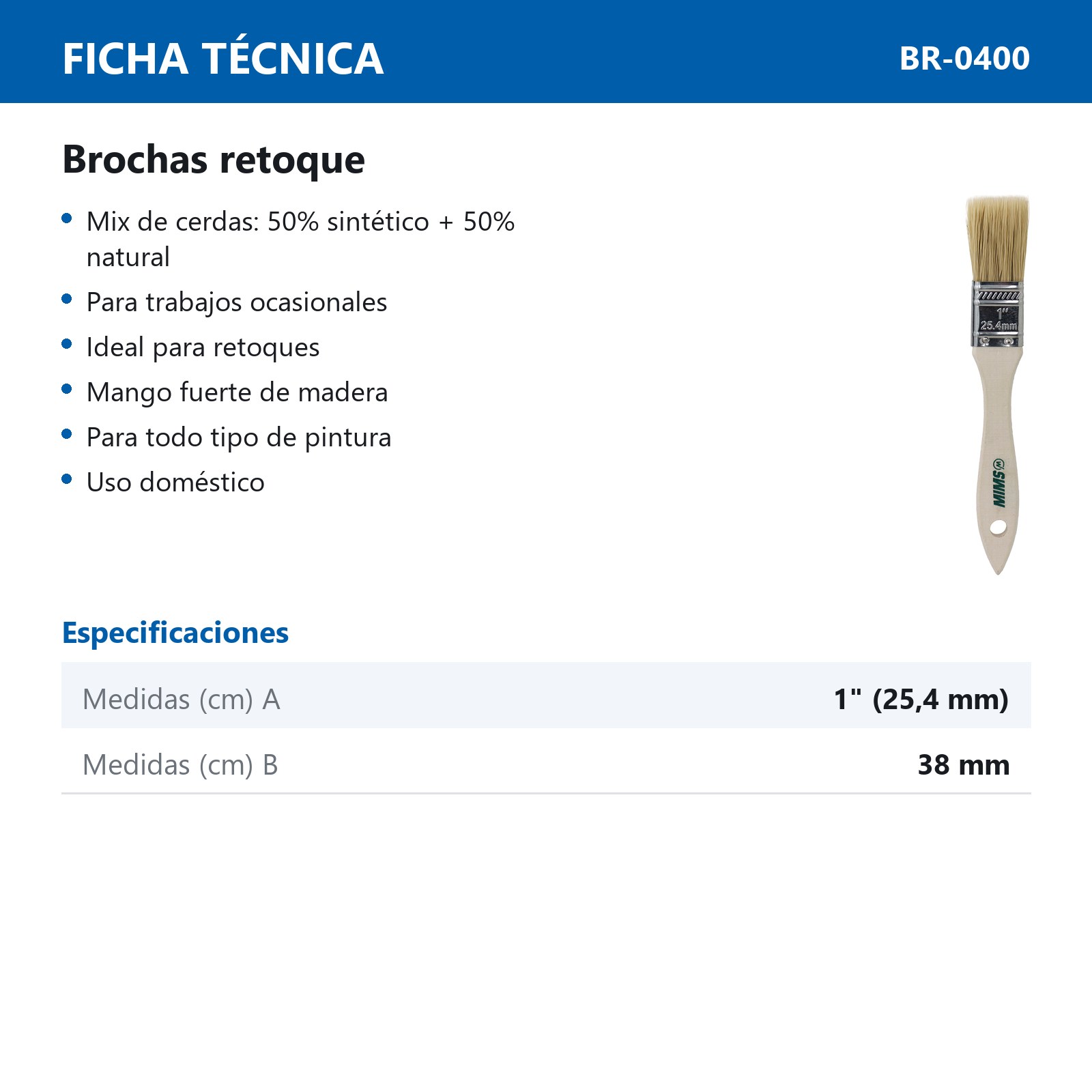 BROCHA RETOQUE USO DOMESTICO 1" X 38 MM (Precio x Pza) - Imagen 4