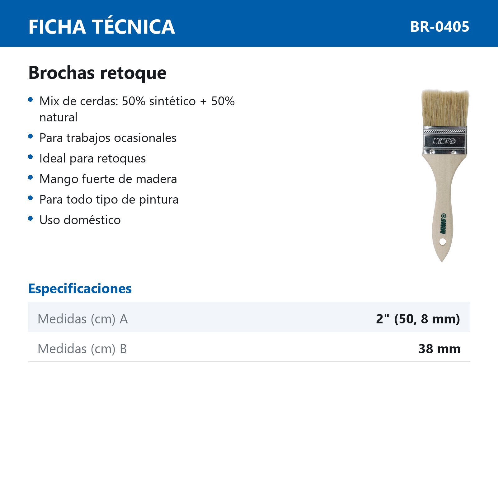 BROCHA RETOQUE USO DOMESTICO 2" X 38 MM (Precio x Pza) - Imagen 4