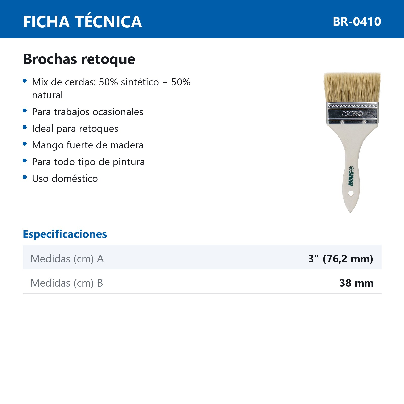 BROCHA RETOQUE USO DOMESTICO 3" X 38 MM (Precio x Pza) - Imagen 4