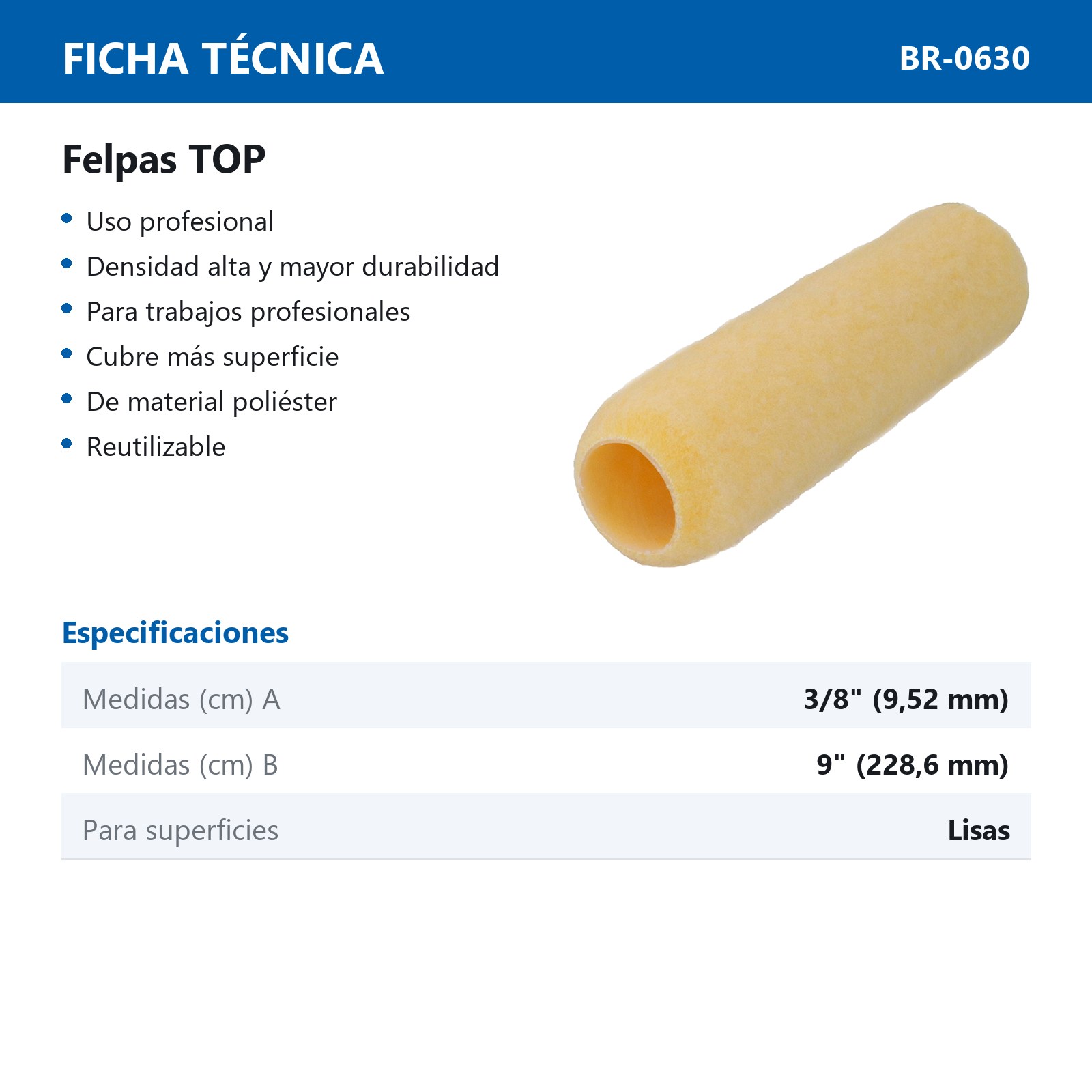 FELPA TOP USO PROFESIONAL 9" X 3/8" (Precio x Pza) - Imagen 4