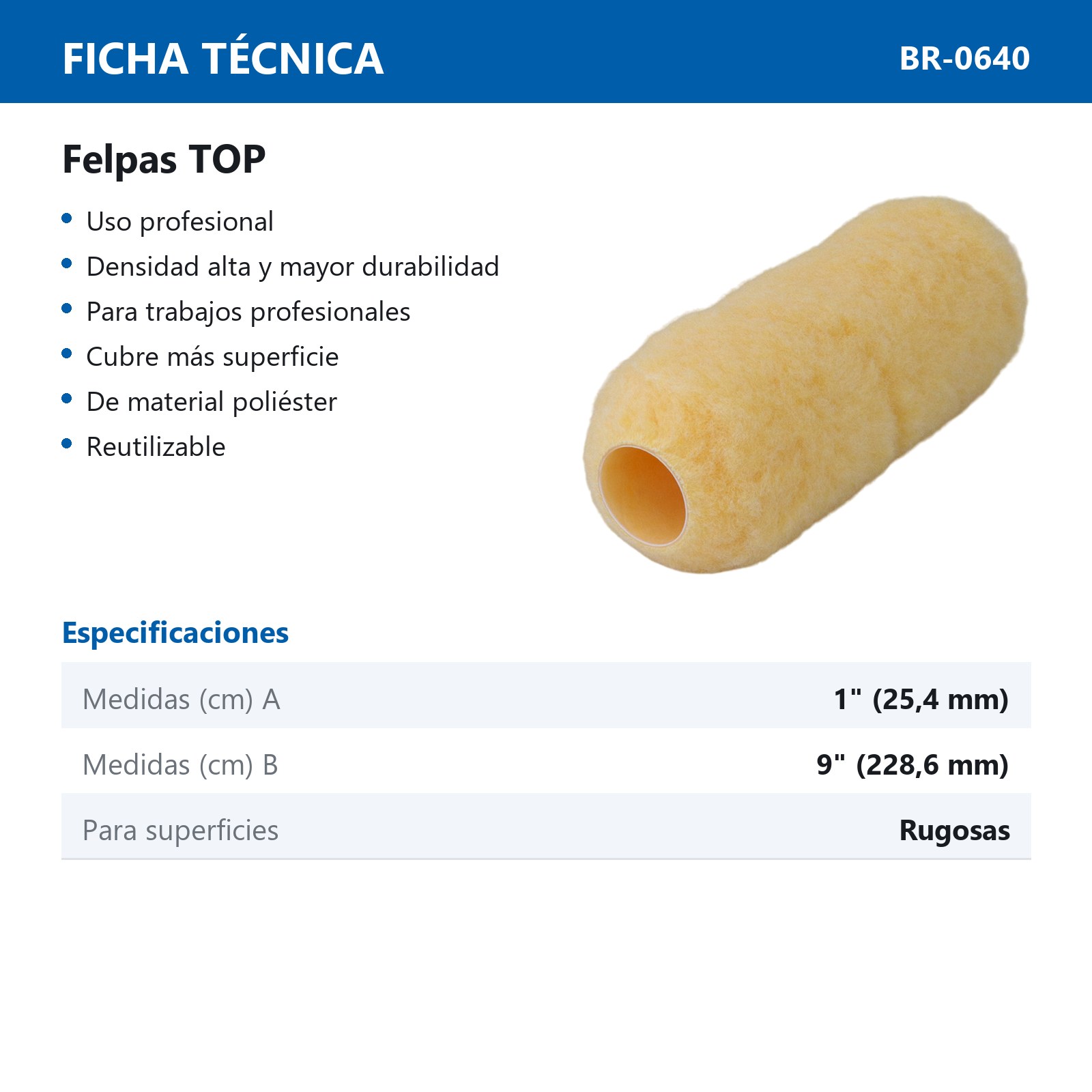 FELPA TOP USO PROFESIONAL 9" X 1" (Precio x Pza) - Imagen 3