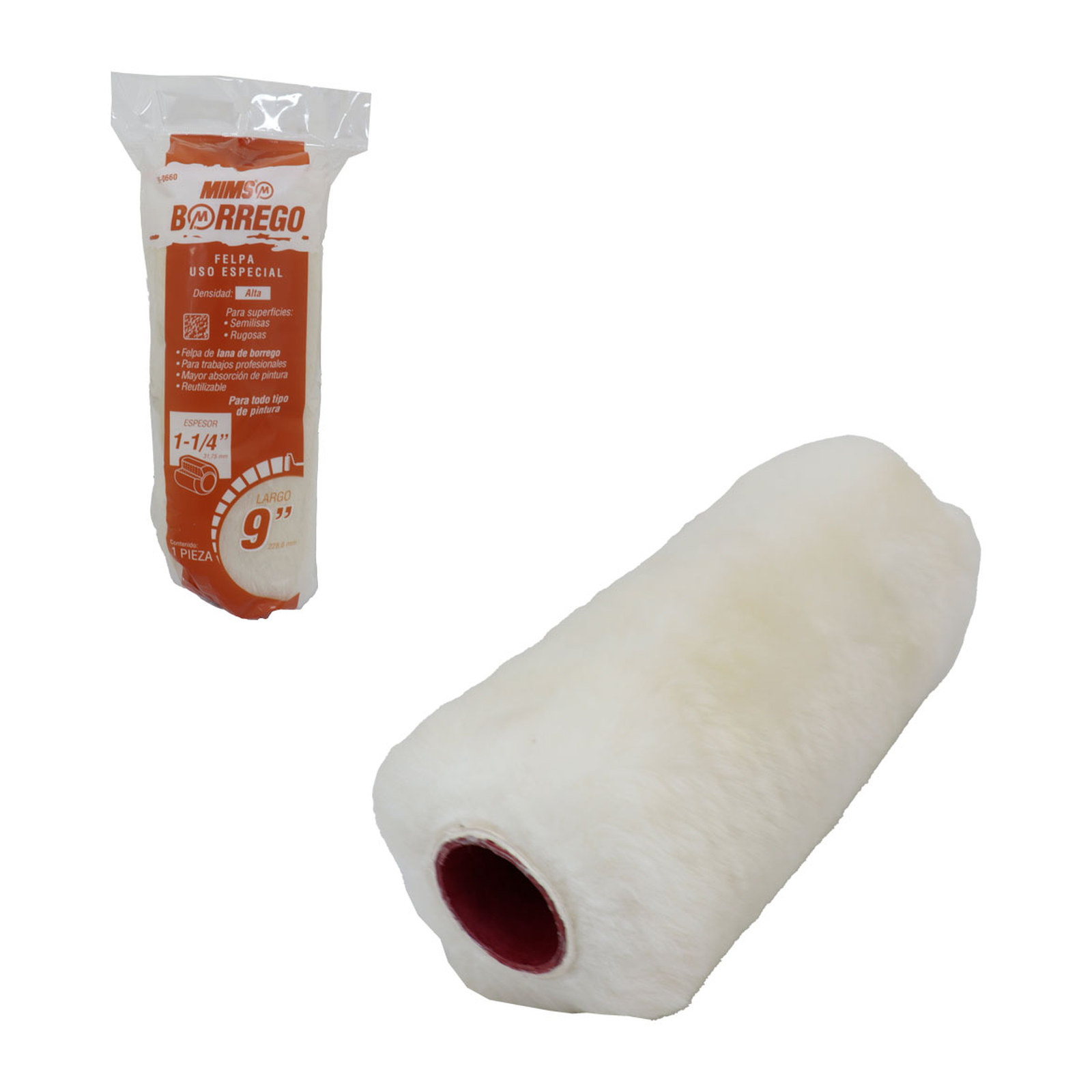 FELPA BORREGO USO ESPECIAL 9" X 1-1/4" (Precio x Pza)