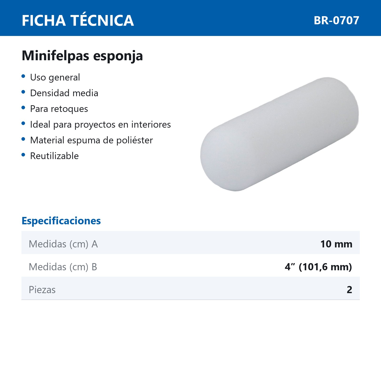 MINI FELPA ESPONJA USO GENERAL 4" (Precio x Bolsa C/2Pzas) - Imagen 3