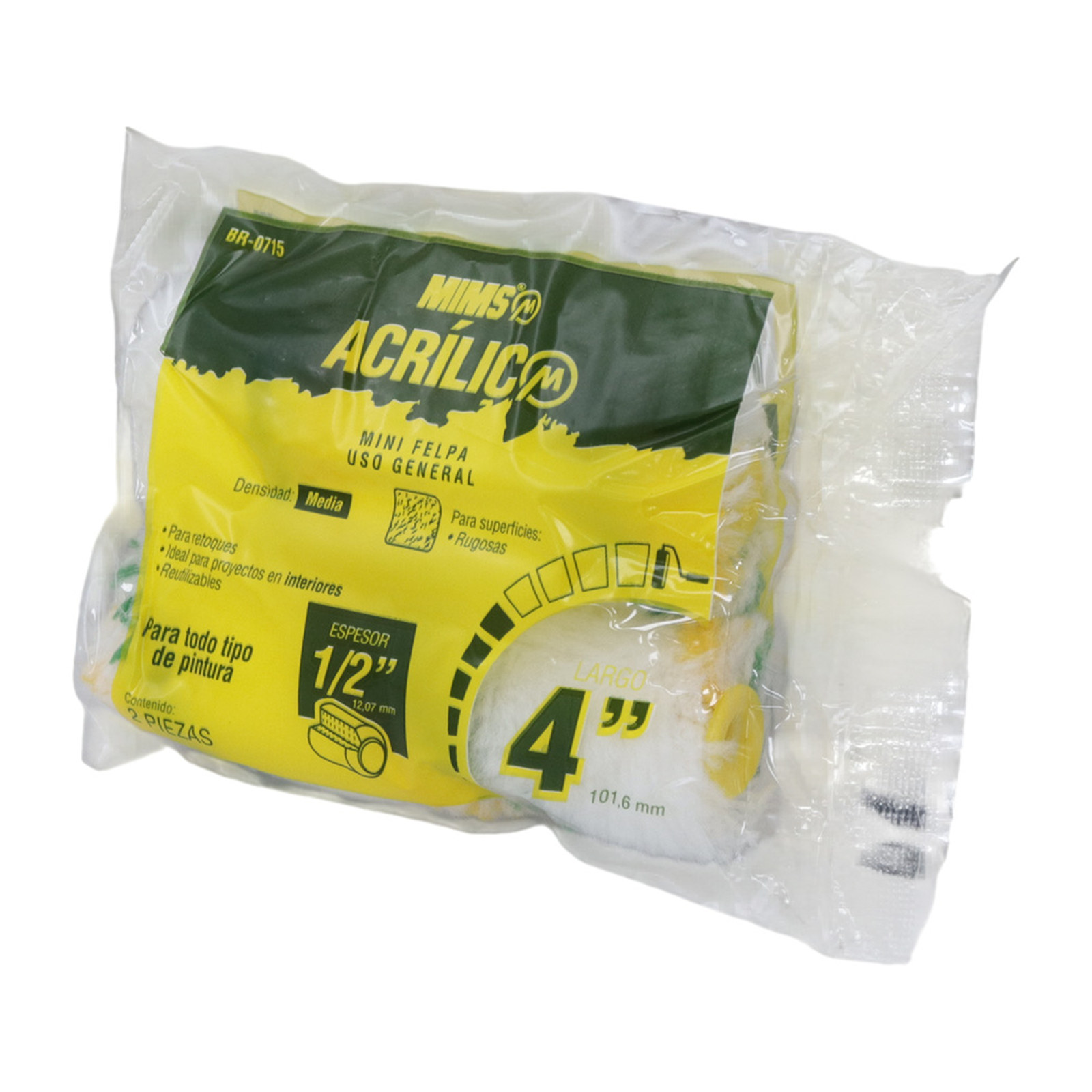 MINI FELPA ACRILICO USO GENERAL 4" (Precio x Bolsa C/2Pzas) - Imagen 2