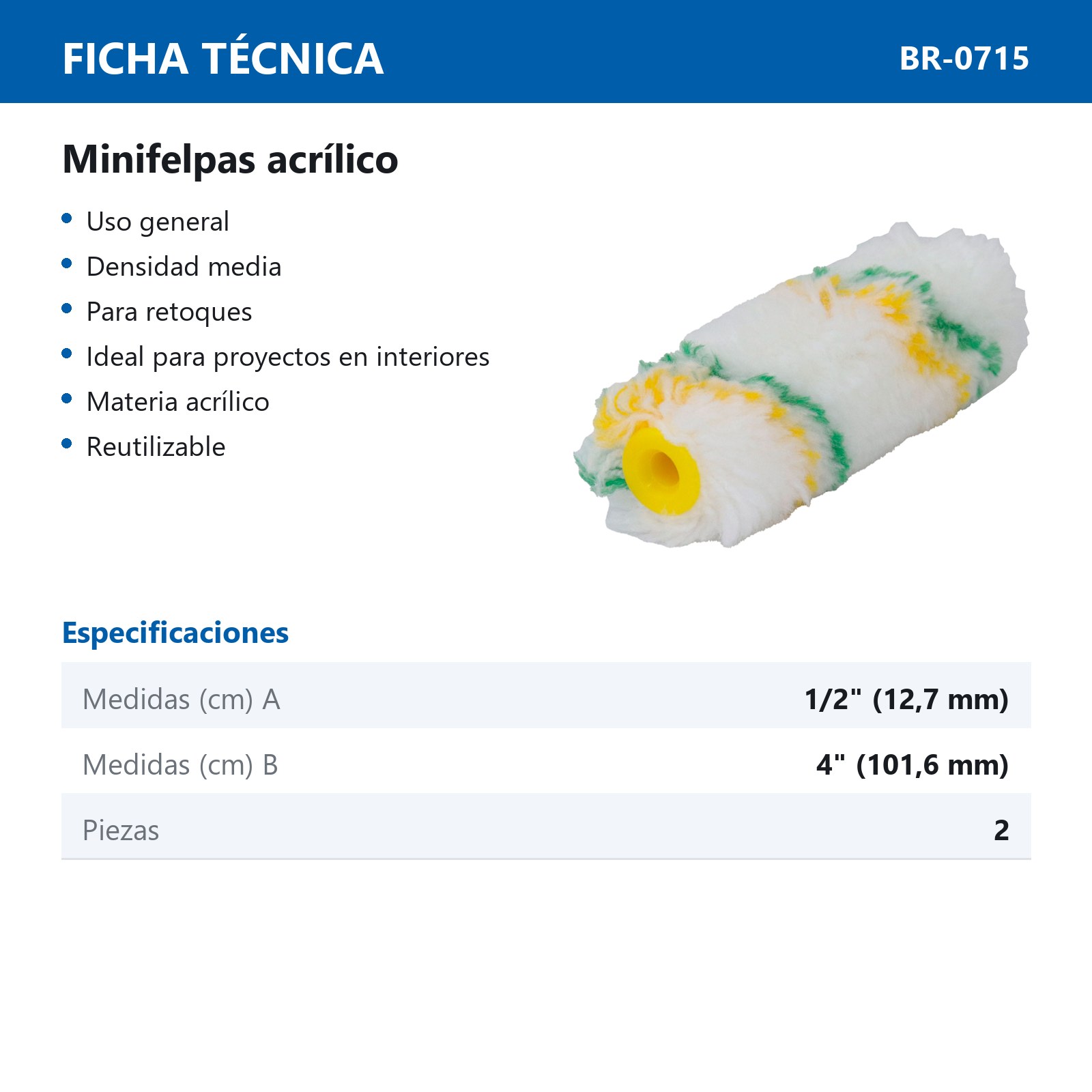 MINI FELPA ACRILICO USO GENERAL 4" (Precio x Bolsa C/2Pzas) - Imagen 3