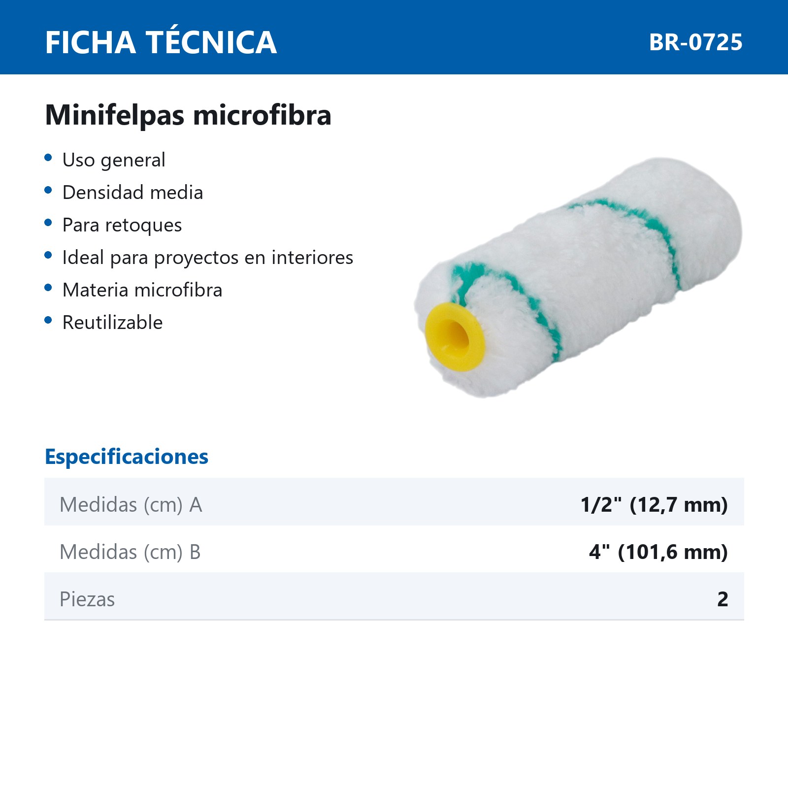 MINI FELPA MICROFIBRA USO GENERAL 4" (Precio x Bolsa C/2Pzas) - Imagen 3