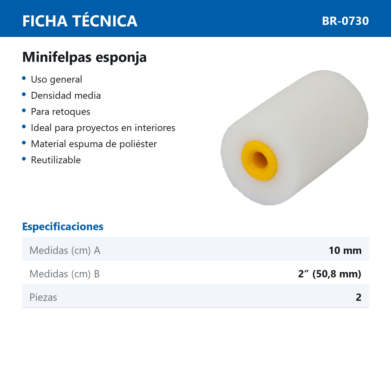 MINI FELPA ESPONJA USO GENERAL 2" (Precio x Bolsa C/2Pzas) - Imagen 3