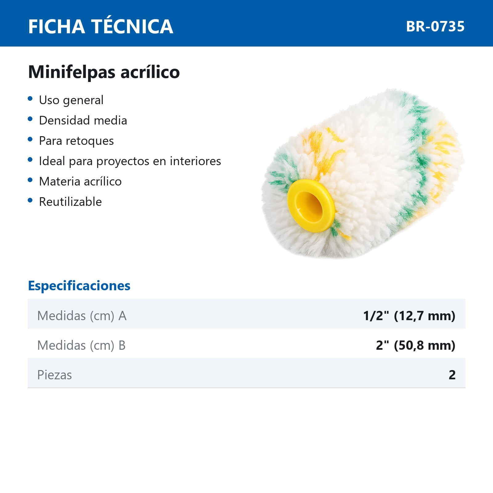 MINI FELPA ACRILICO USO GENERAL 2" (Precio x Bolsa C/2Pzas) - Imagen 3