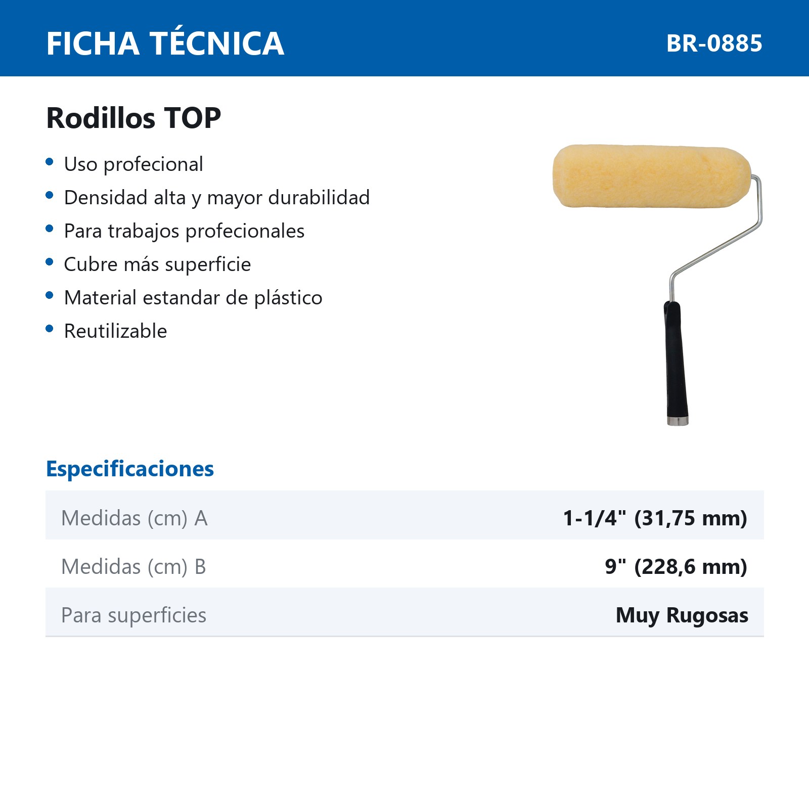 RODILLO TOP USO PROFESIONAL 9" X 1-1/4" (Precio x Pza) - Imagen 4
