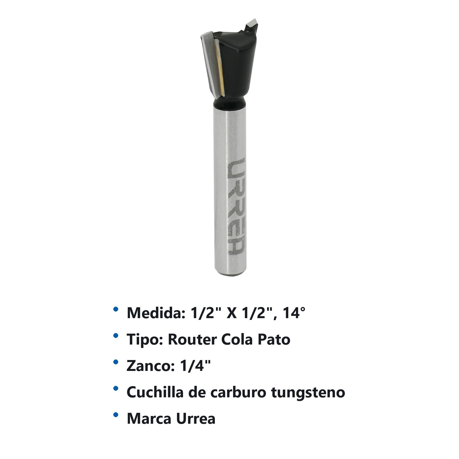 Broca para router de acero con cola de pato 1/4" zanco de 1/4" Urrea - Imagen 2