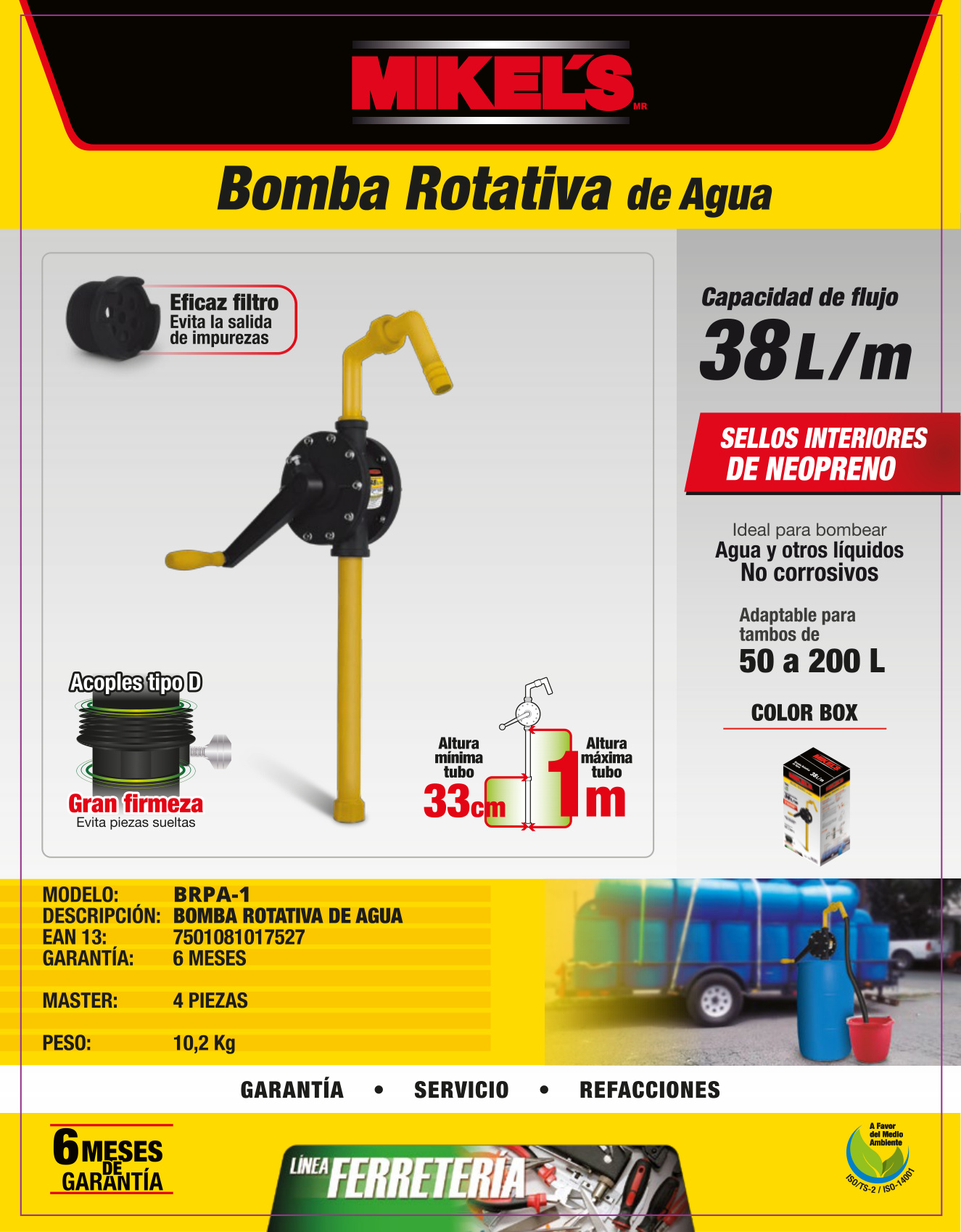 MIKELS BRPA-1 Bomba rotativa para agua - Imagen 4
