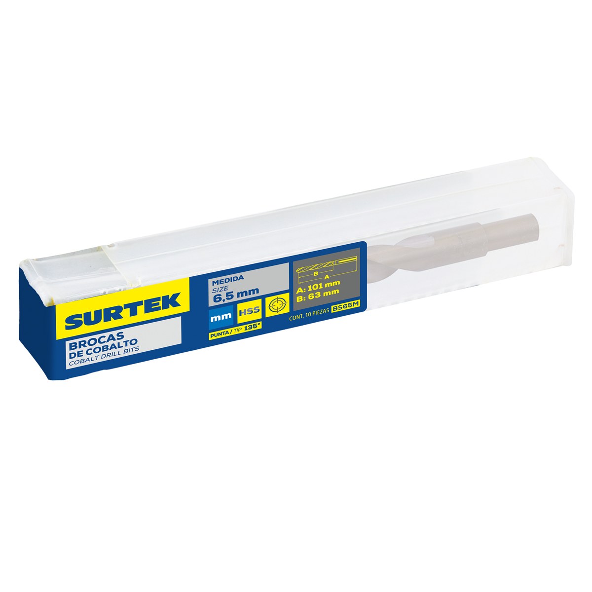 Broca con cobalto de acero de alta velocidad métrica de 1 mm zanco recto Surtek - Imagen 2