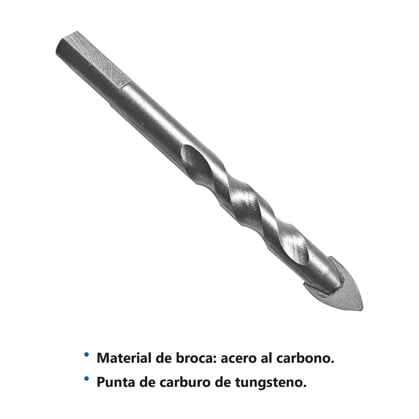 Broca para vidrios y azulejos de acero con cabeza de carburo de tungsteno 5/16" Urrea - Imagen 2