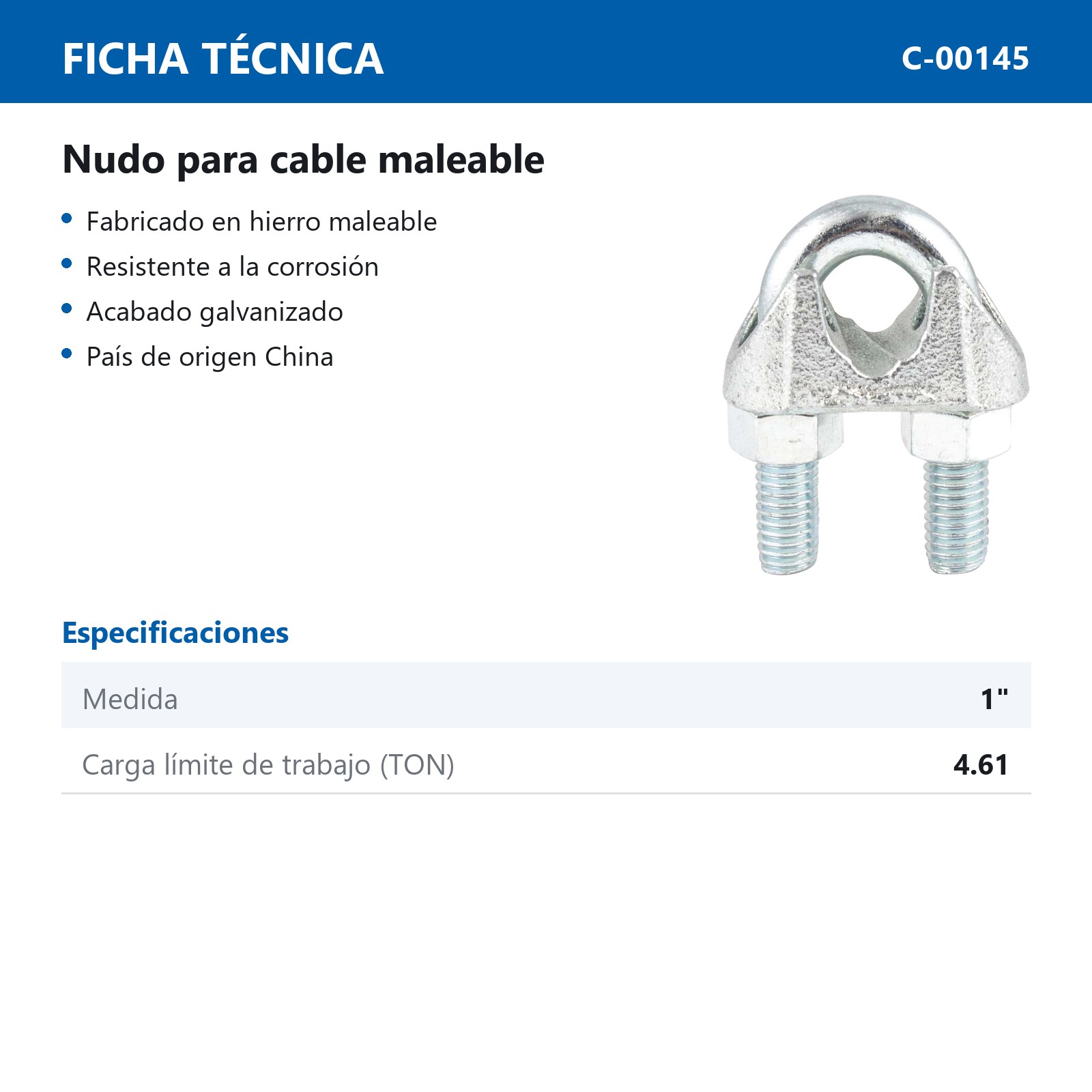 NUDO P/CABLE 1" MALEABLE - Imagen 4