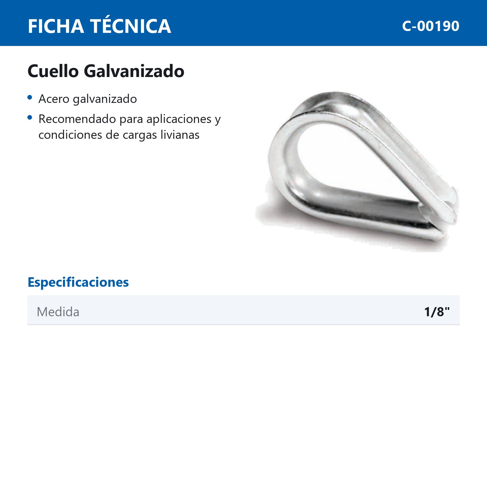 CUELLO GALVANIZADO G411 1/8" (Precio X Pieza - Empaque C/25 pzs) - Imagen 3