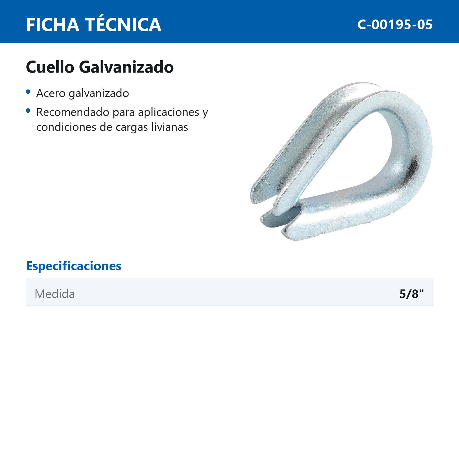 CUELLO GALVANIZADO G411 5/8" (Precio X Pieza - Empaque C/25 pzs) - Imagen 3