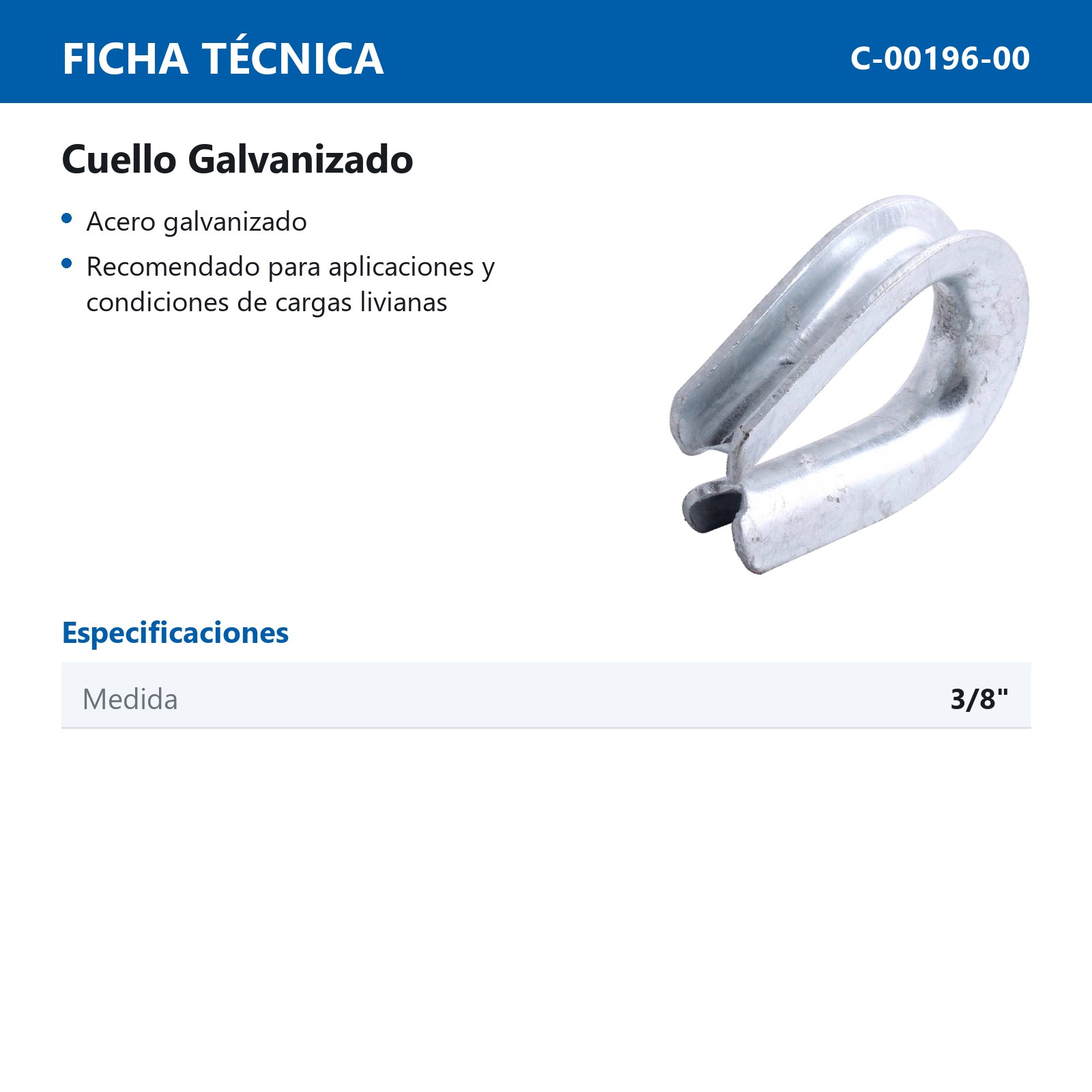 CUELLO GALVANIZADO G414 3/8" (Precio X Pieza - Empaque C/15 pzs) - Imagen 3