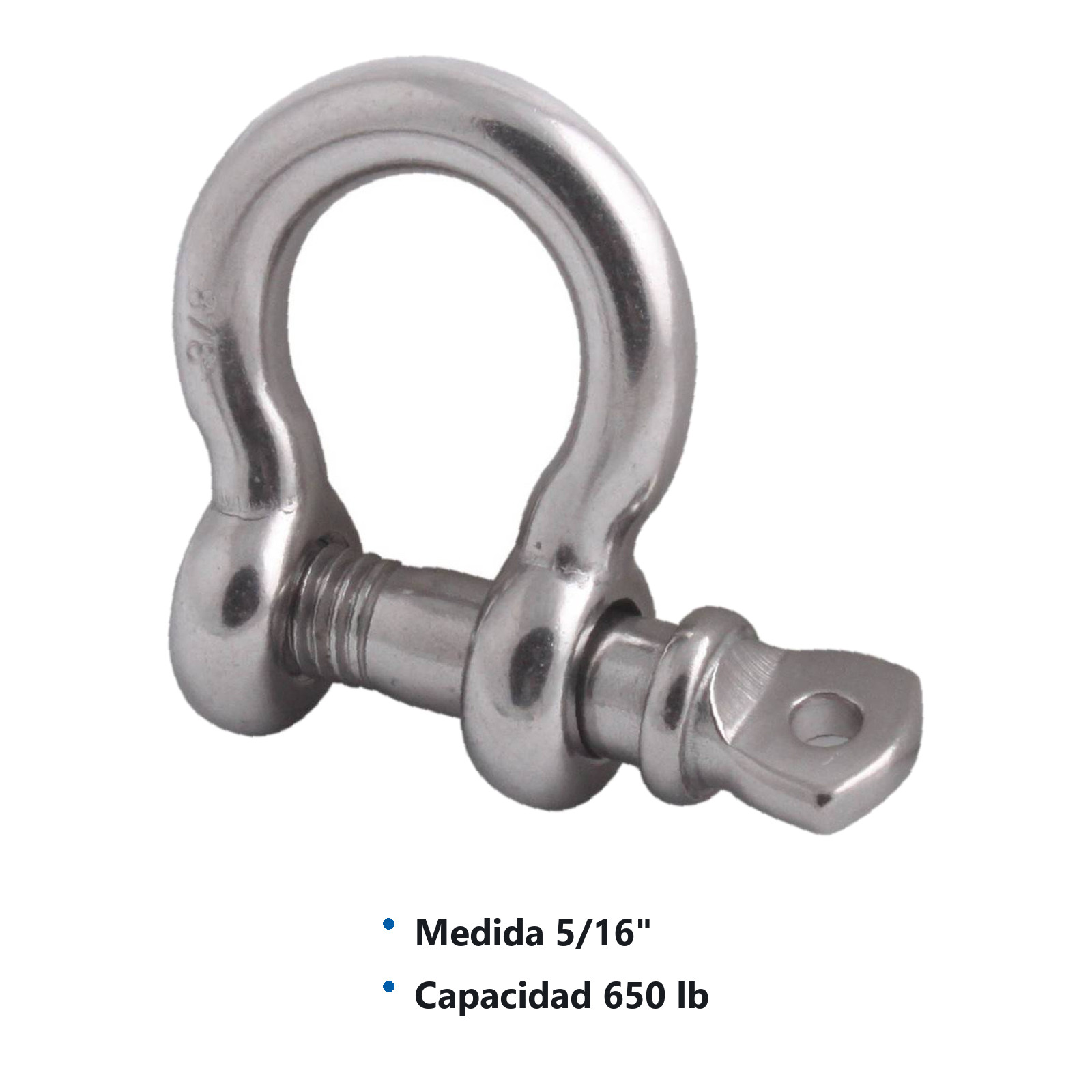 GRILLETE P/CABLE 5/16" ACERO INOX. - Imagen 2