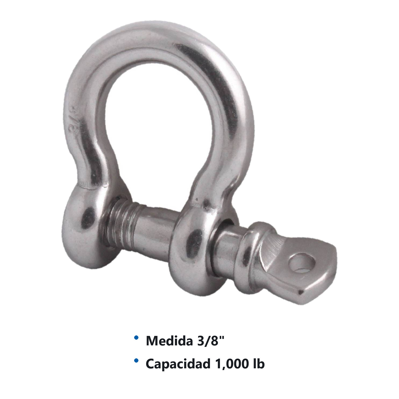 GRILLETE P/CABLE 3/8" ACERO INOX. (Precio x Pza - Empaque c/10 pzas) - Imagen 3