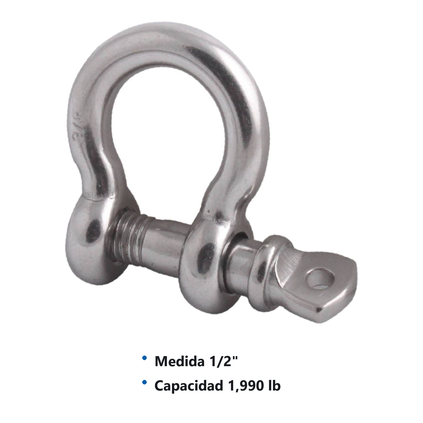 GRILLETE P/CABLE 1/2" ACERO INOX. - Imagen 2