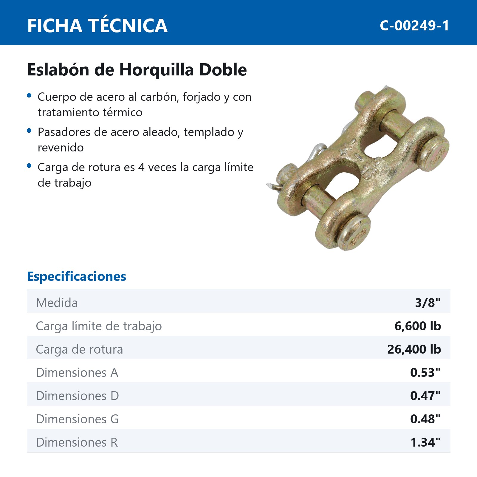 ESLABON DE HORQUILLA DOBLE 3/8" - Imagen 2