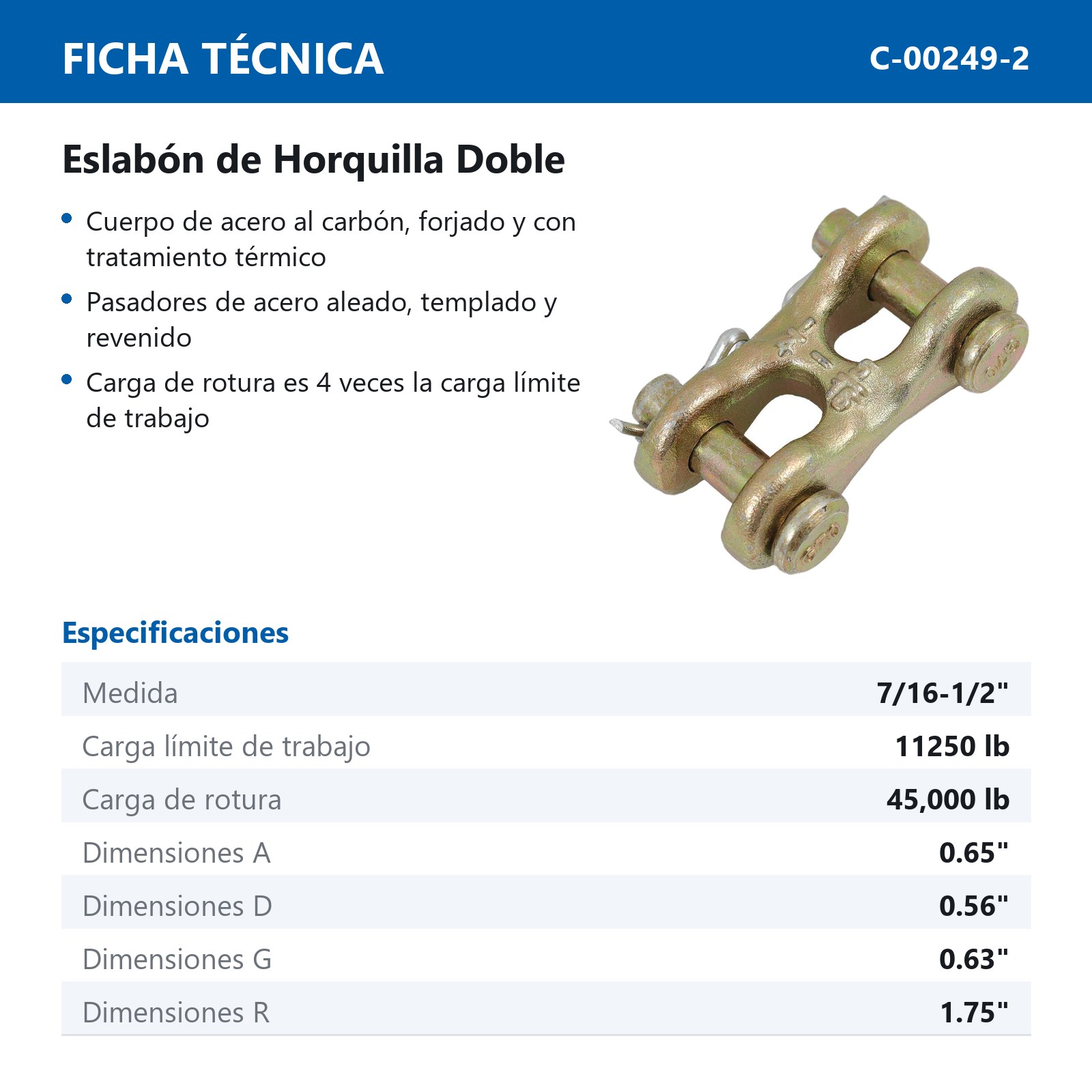 ESLABON DE HORQUILLA DOBLE 7/16" - 1/2" - Imagen 2