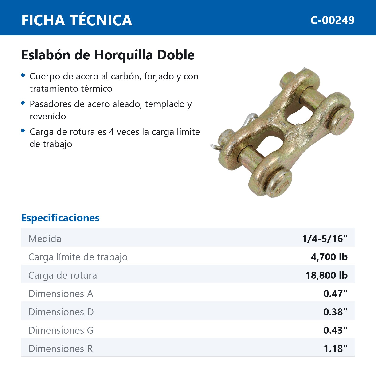 ESLABON DE HORQUILLA DOBLE 1/4" - 5/16" - Imagen 2