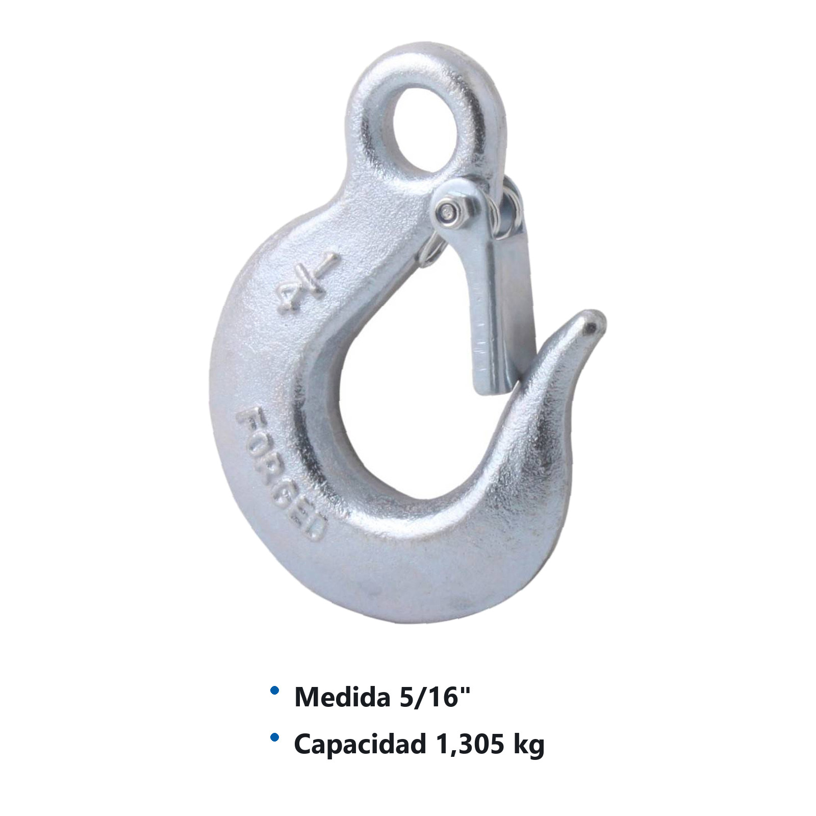 GANCHO FORJADO C/OJO Y SEGURO 5/16" - Imagen 2