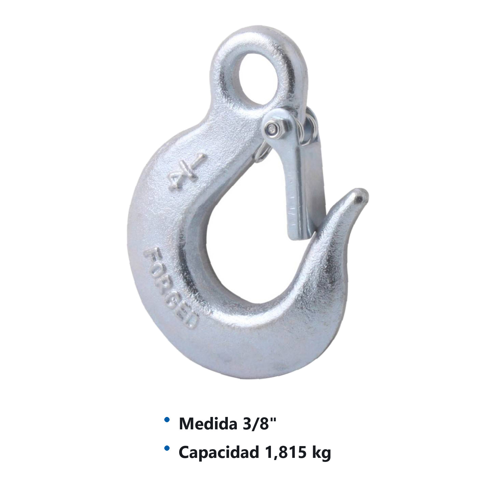 GANCHO FORJADO C/OJO Y SEGURO 3/8" - Imagen 2