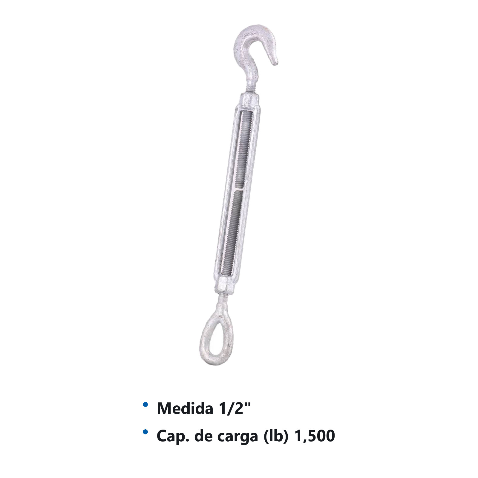 TENSOR ACERO FORJADO OJO / GANCHO 1/2 X 12" - Imagen 2