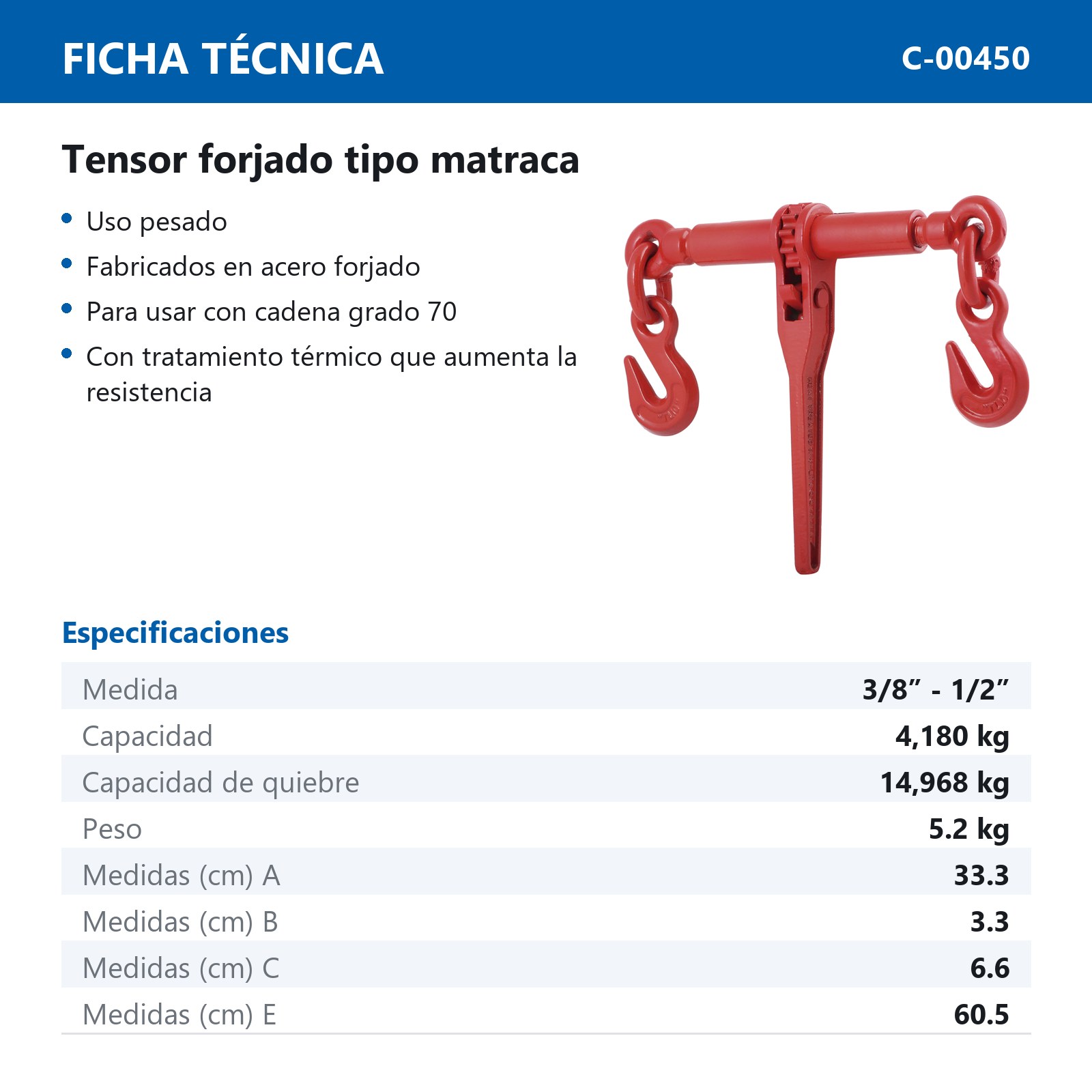 TENSOR D/CADENA T.MATRACA 3/8 - 1/2" - Imagen 2