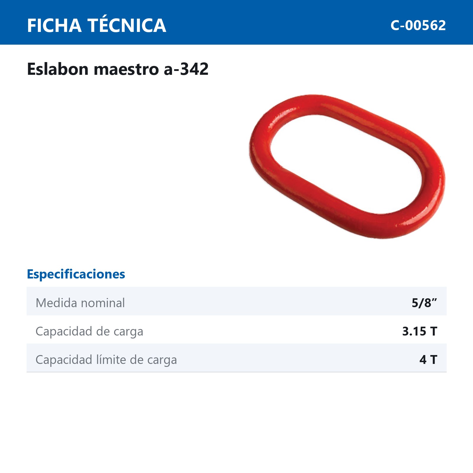 ESLABON MAESTRO A-342 5/8" - Imagen 2