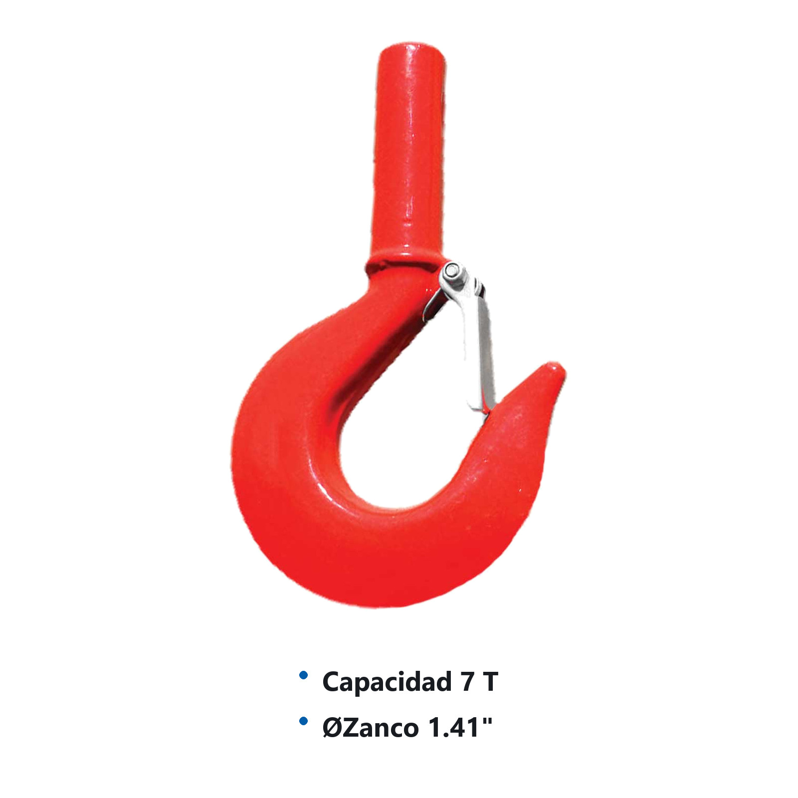 GANCHO P/IZAJE C/ESPIGA Y SEGURO D/ACERO ALEADO 7 TON - Imagen 2