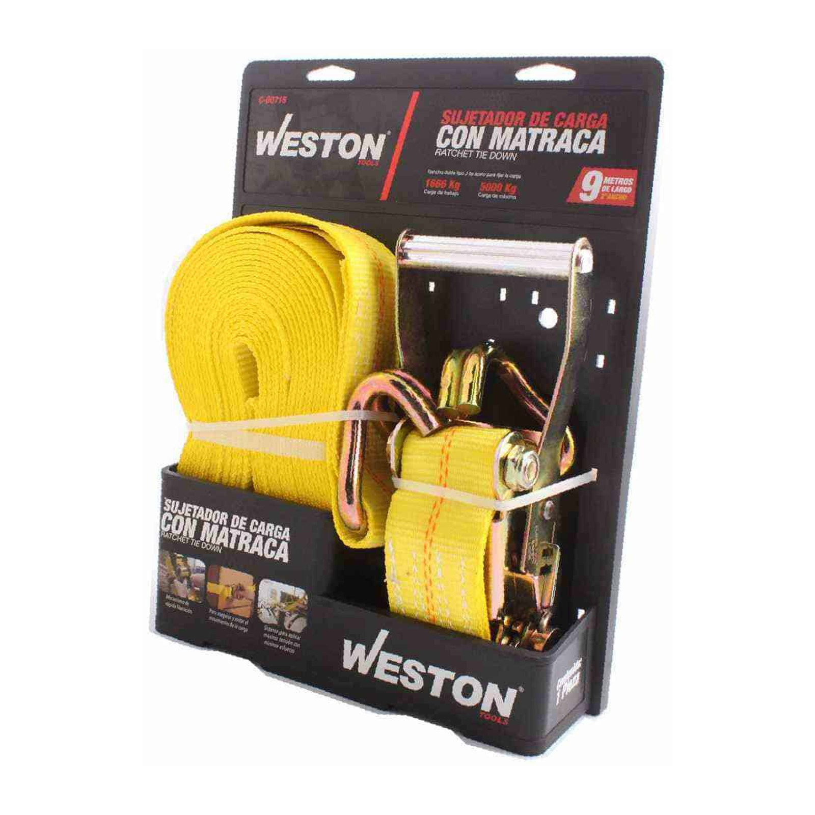 Sujetacargas con Matraca 2" x 9 m Gancho Tipo J Weston